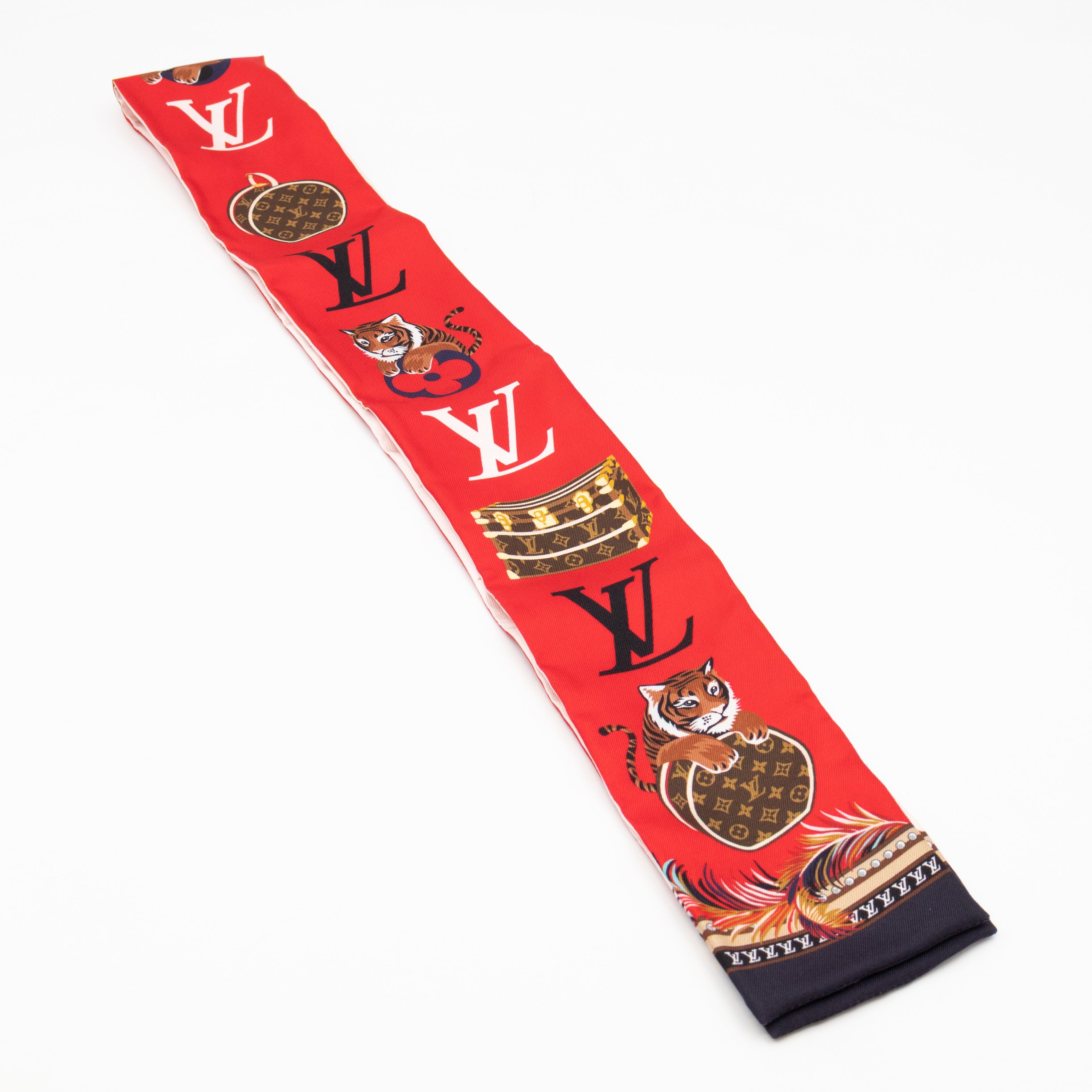 Precious Tiger Bandeau Silk Scarf Red