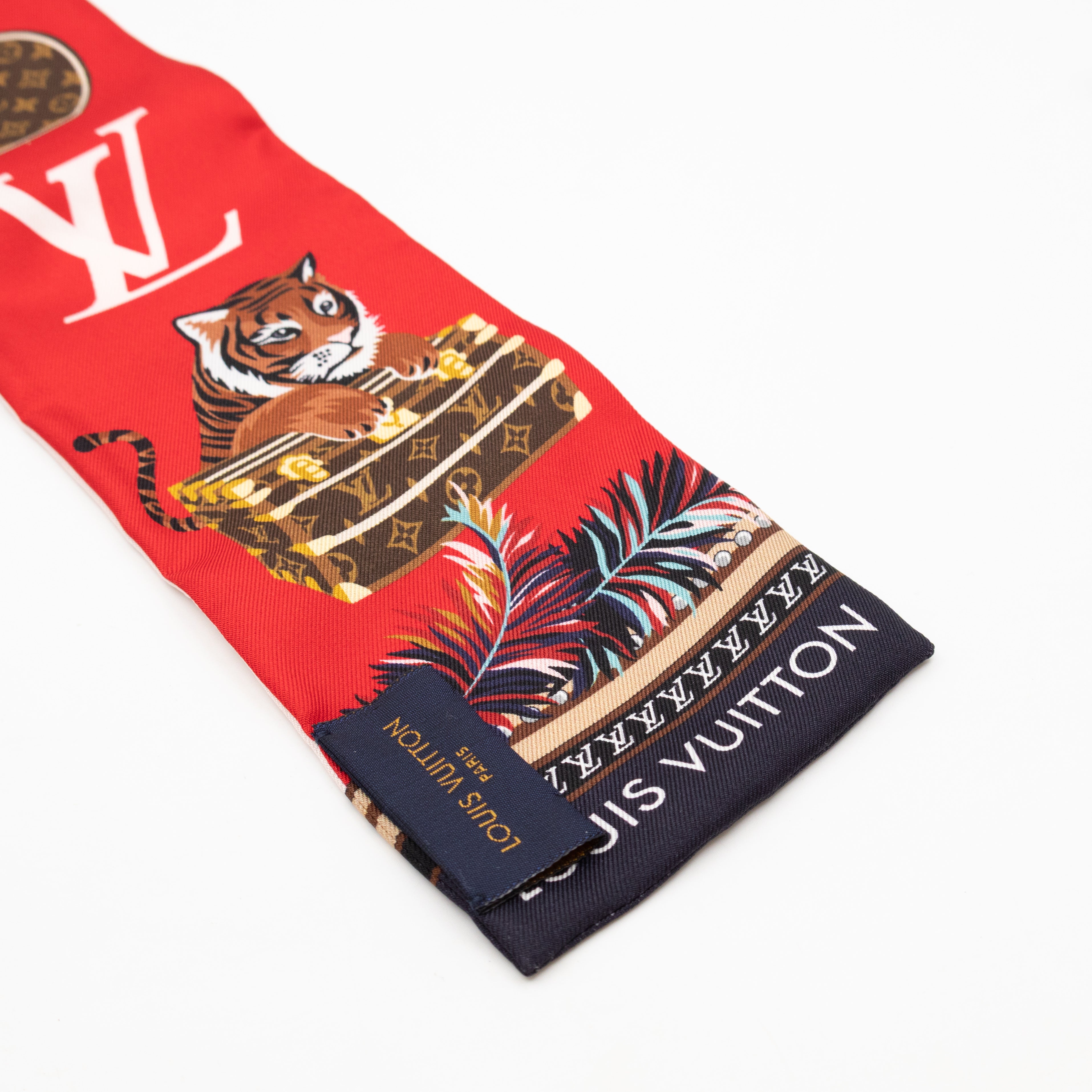 Precious Tiger Bandeau Silk Scarf Red