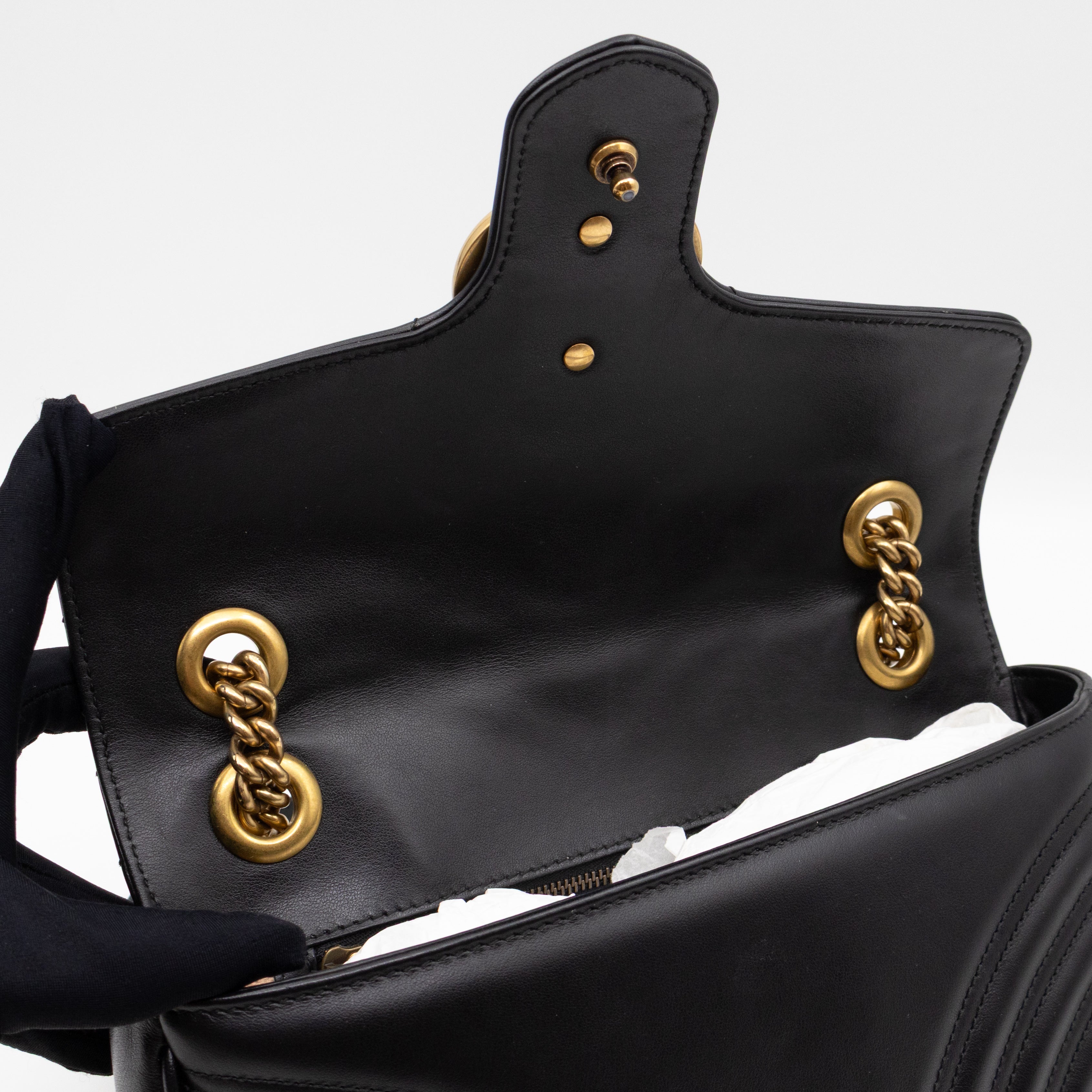 GG Marmont Medium Flap Bag Black Leather