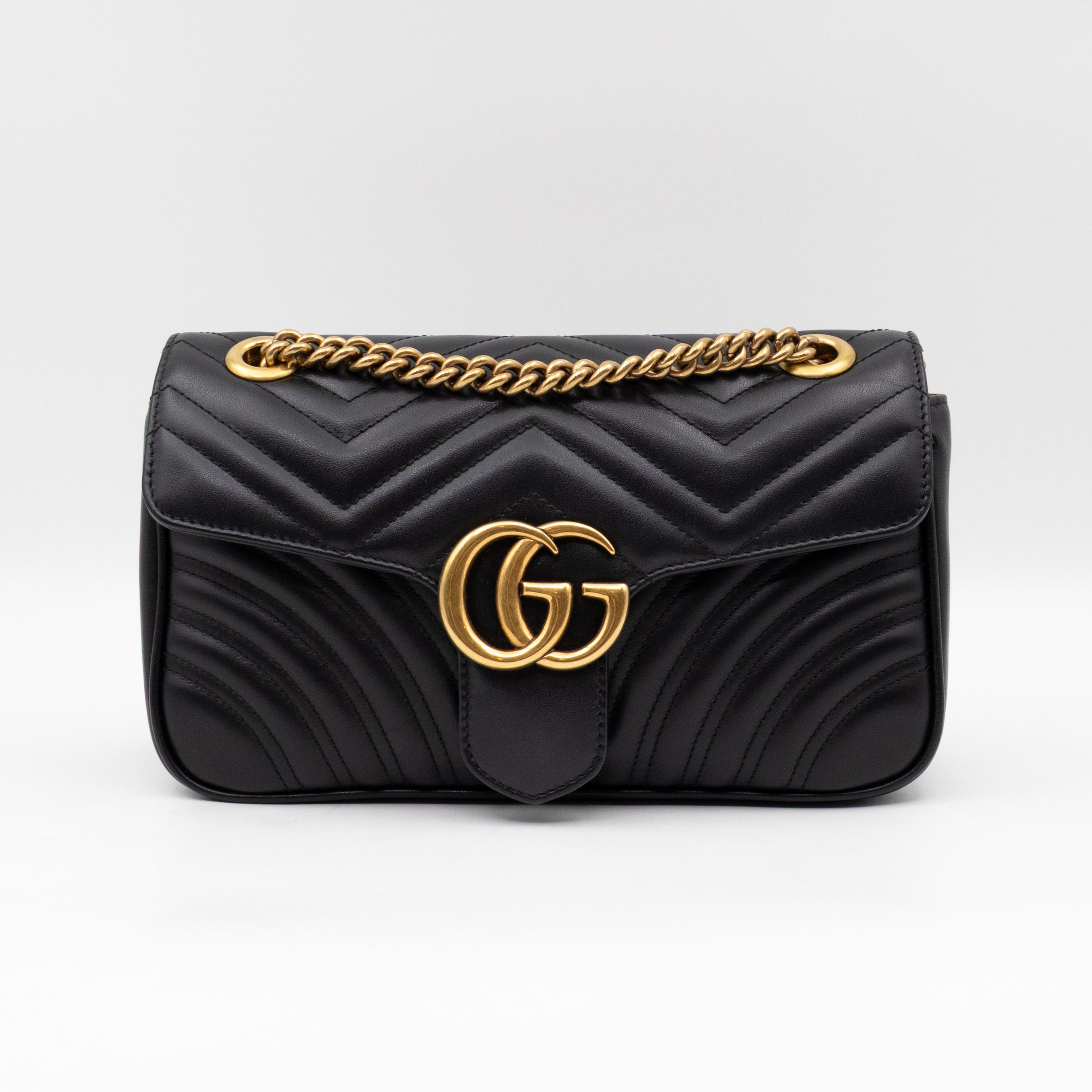 GG Marmont Medium Flap Bag Black Leather