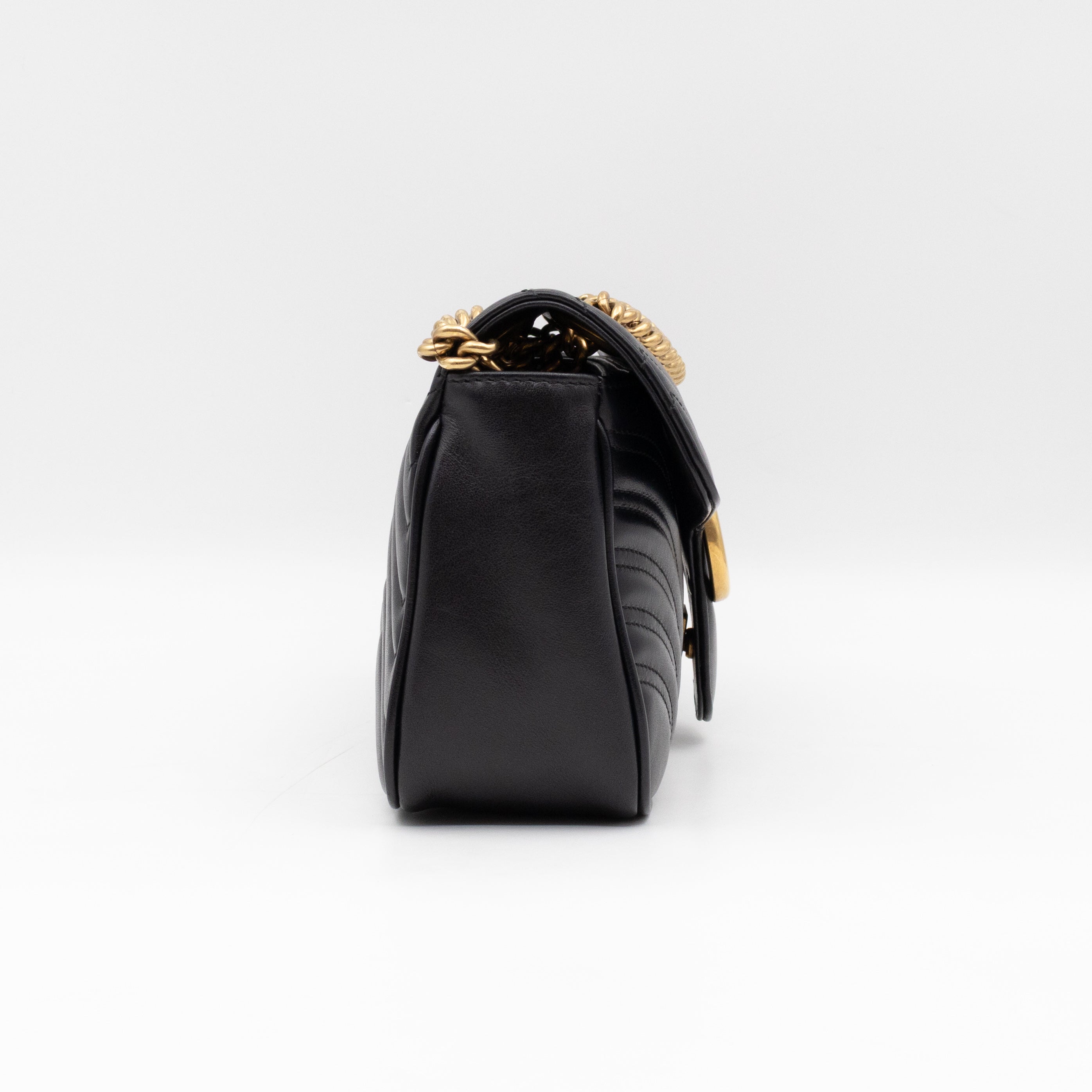 GG Marmont Medium Flap Bag Black Leather