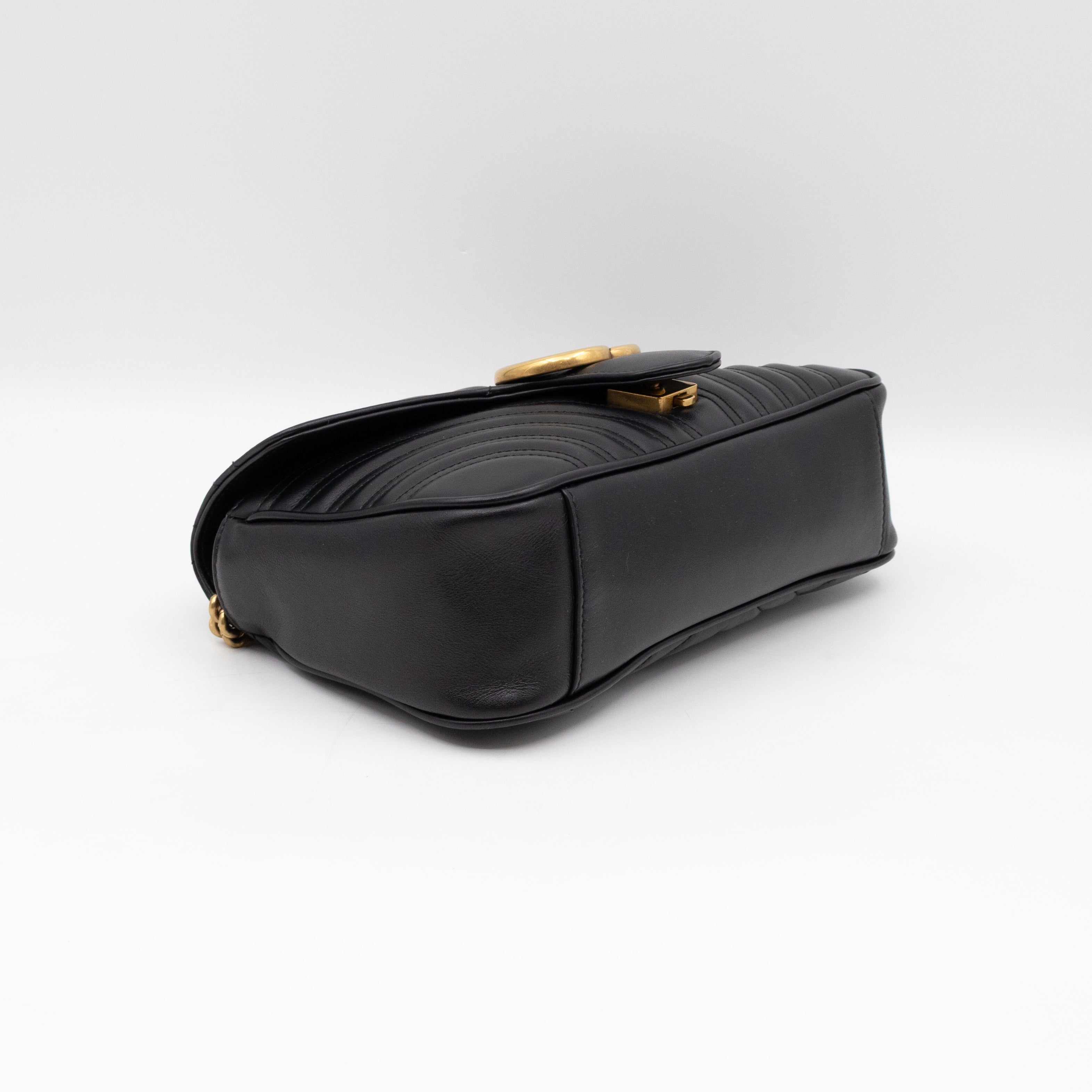 GG Marmont Medium Flap Bag Black Leather