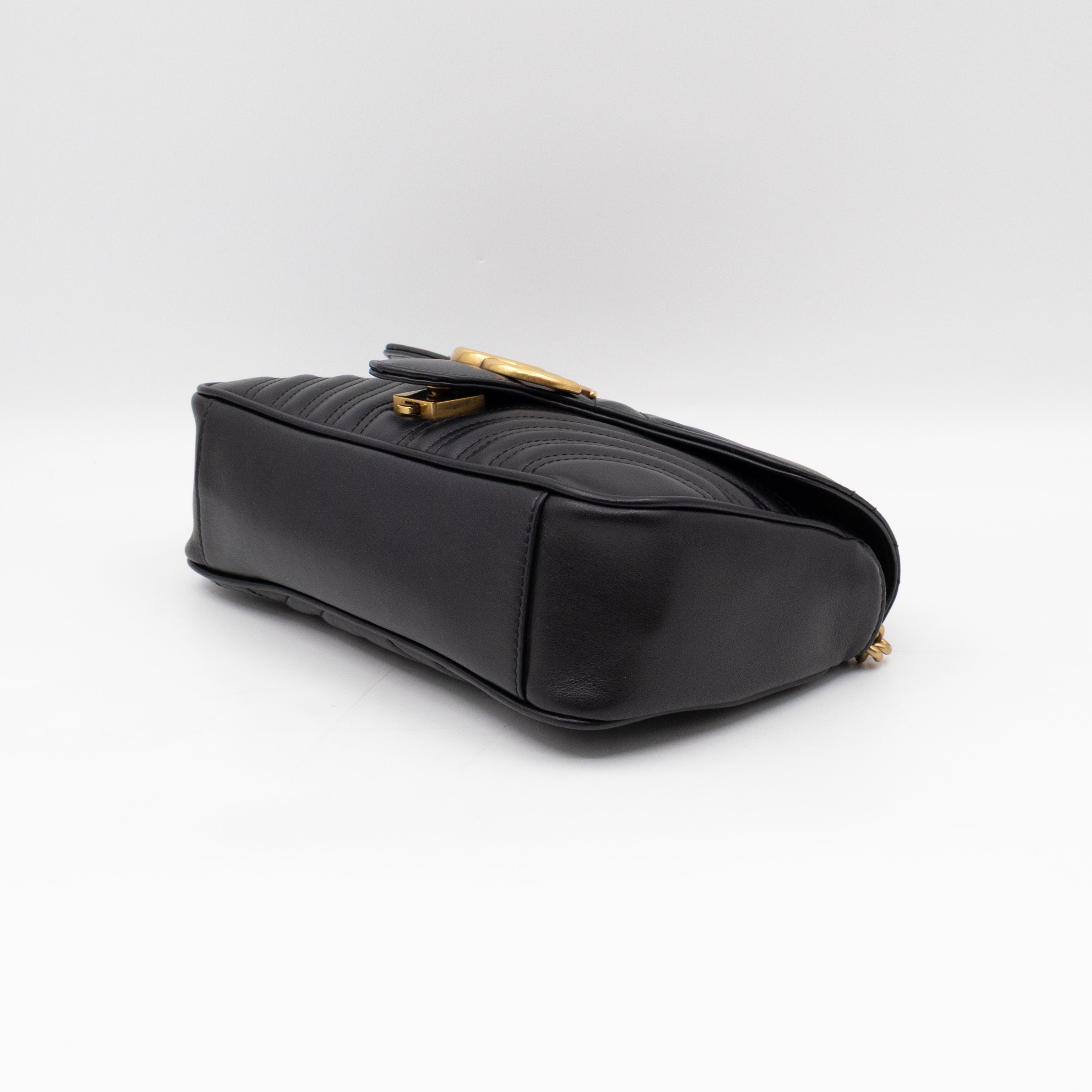 GG Marmont Medium Flap Bag Black Leather