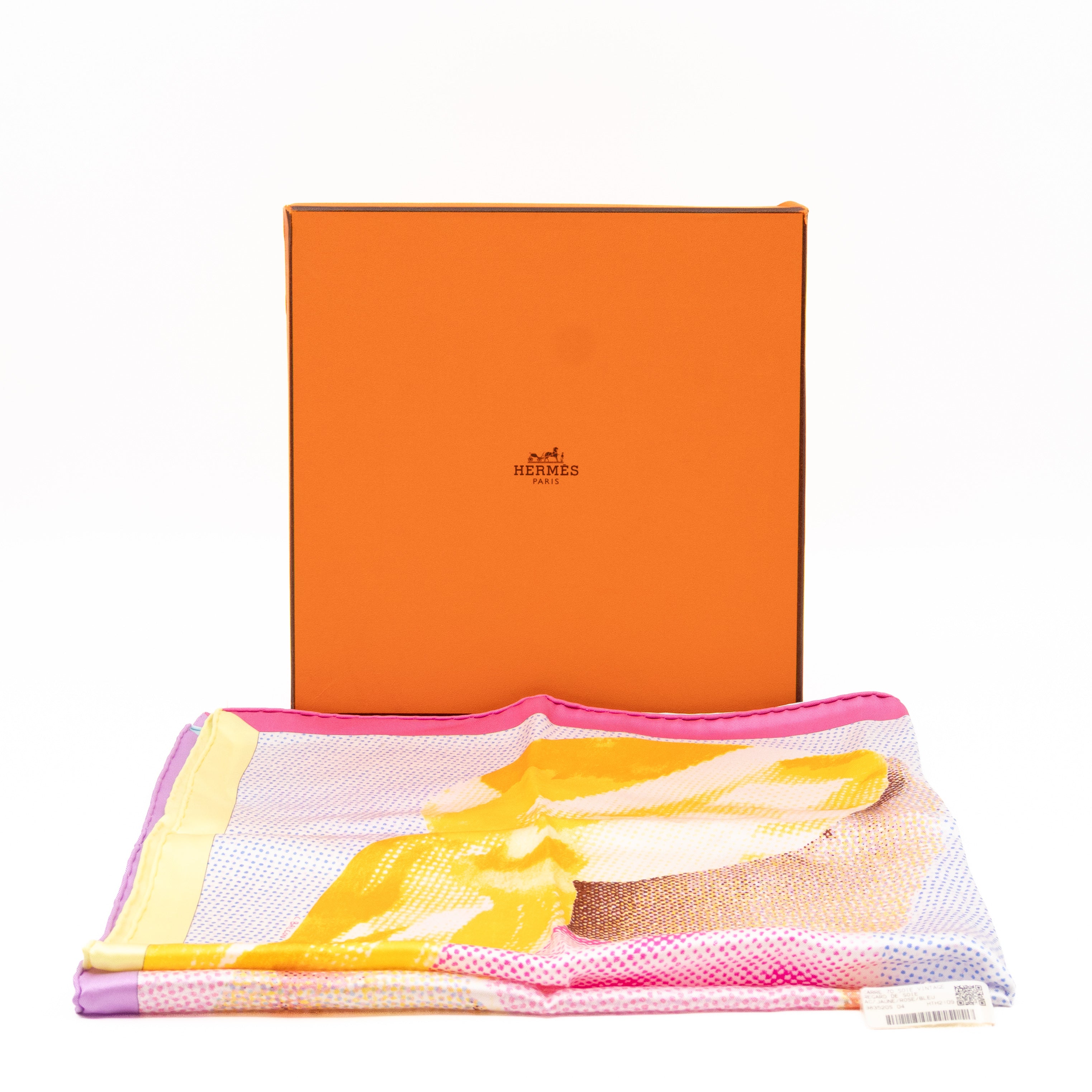 Silk Scarf 70 Regard de Soie Pink Yellow