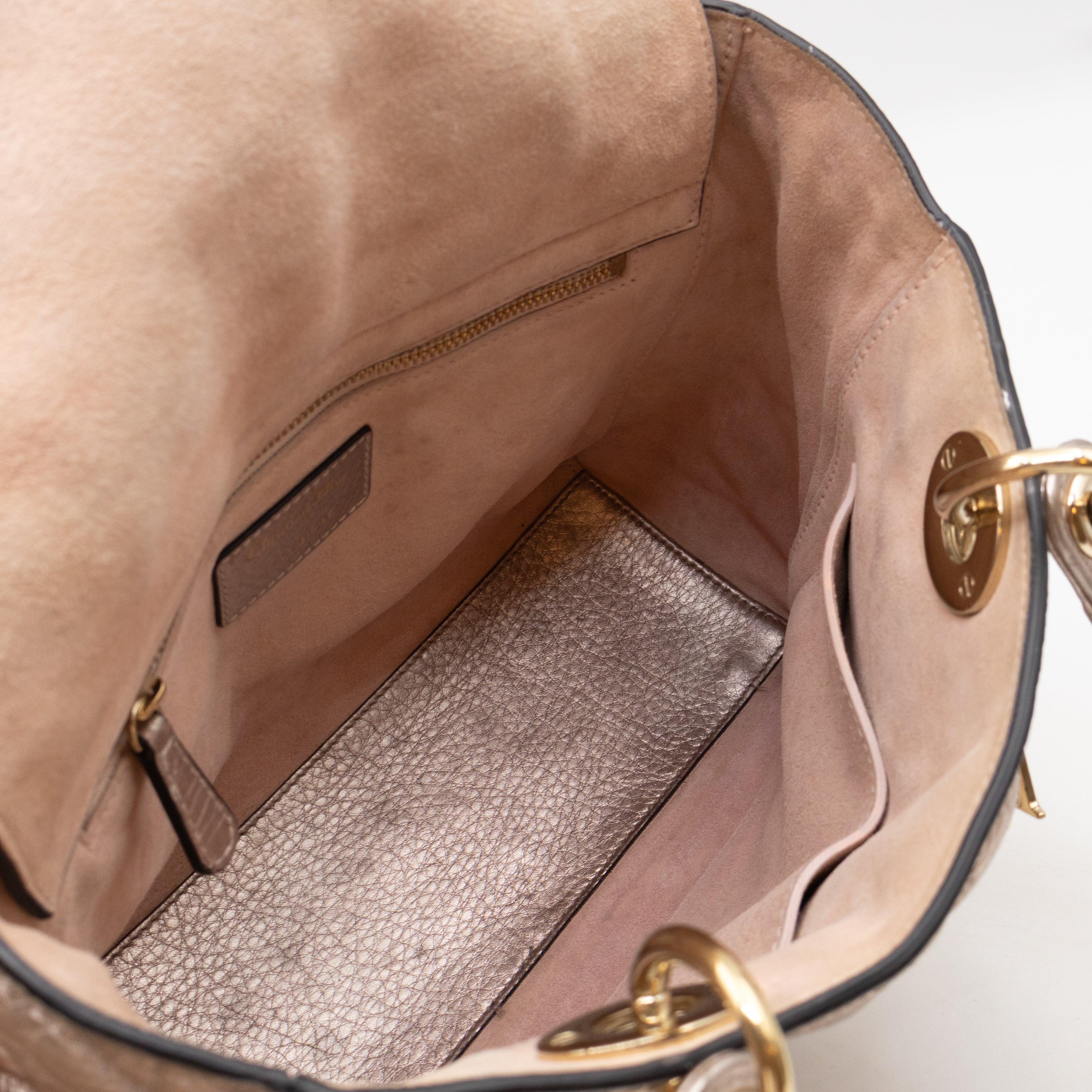 Lady Dior Supple Medium Champagne Metallic Leather