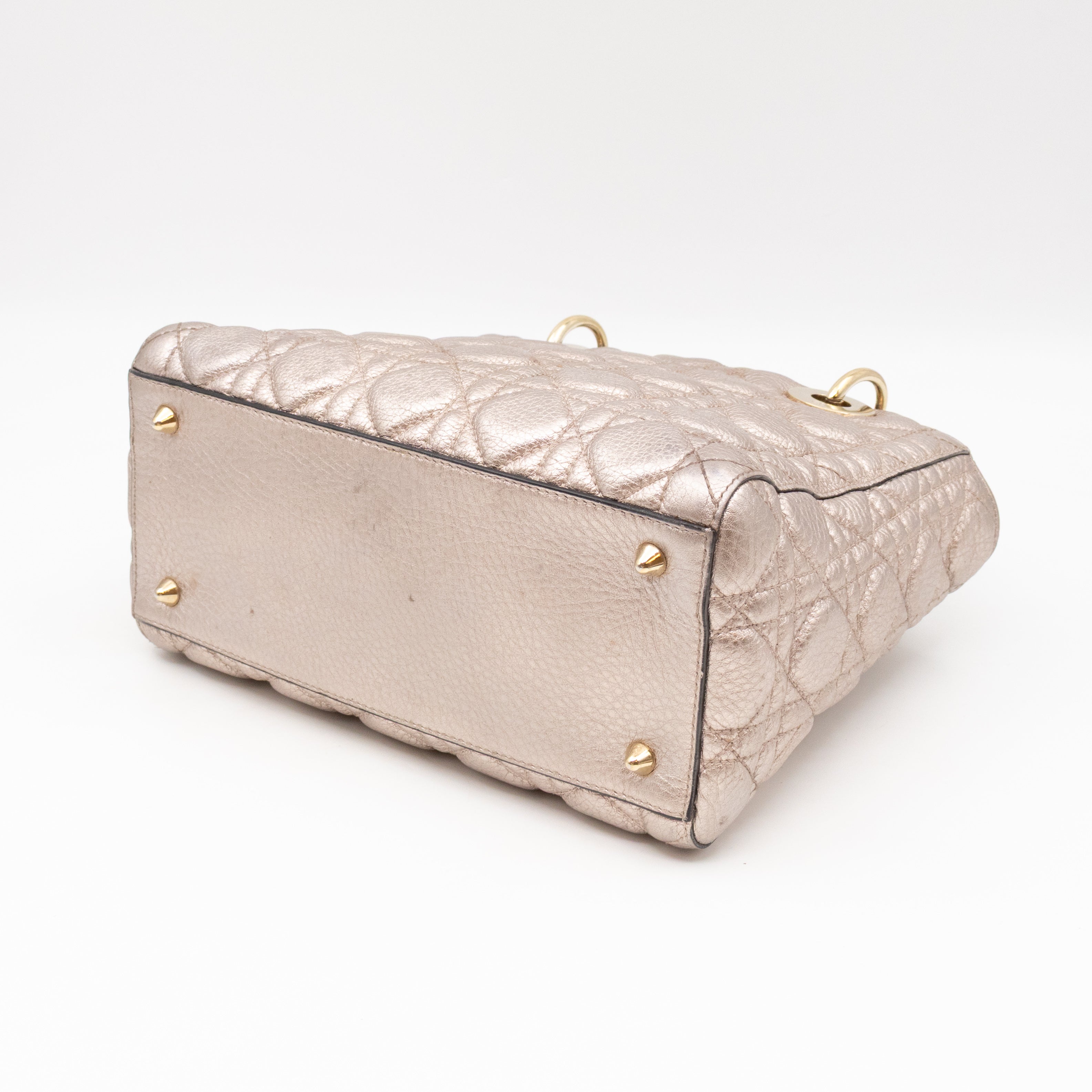 Lady Dior Supple Medium Champagne Metallic Leather