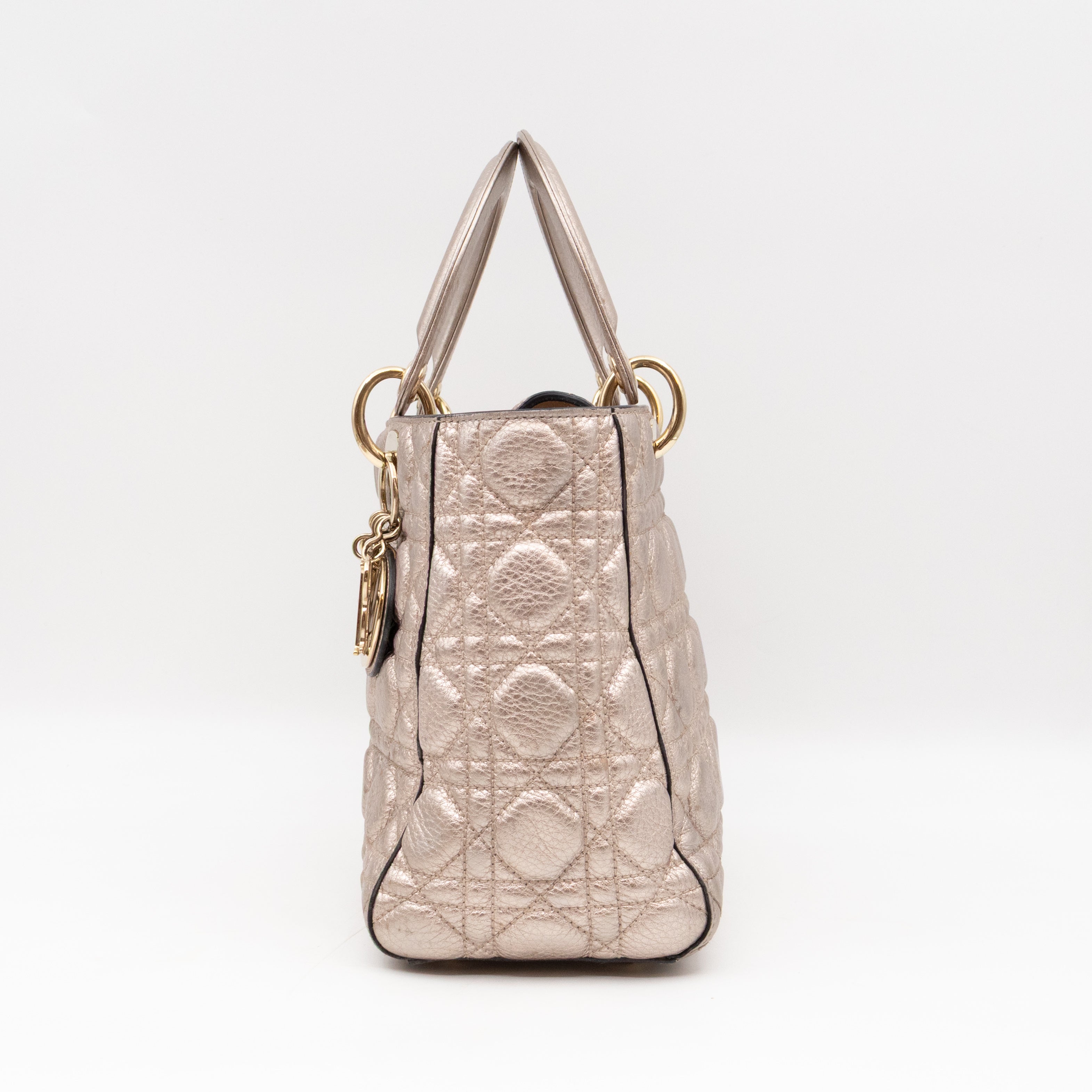 Lady Dior Supple Medium Champagne Metallic Leather