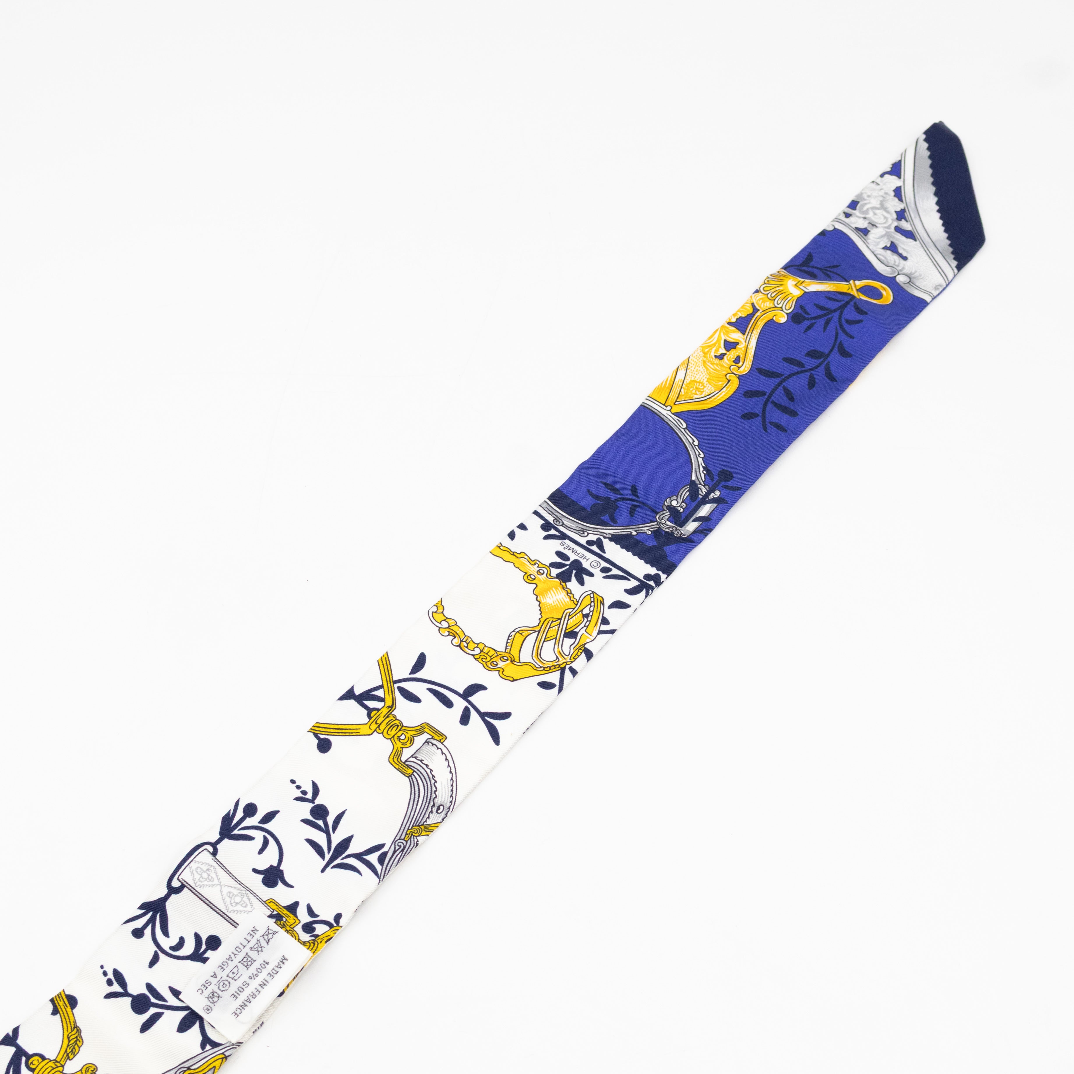 Twilly Silk Scarf Etriers Remix Armor Blue