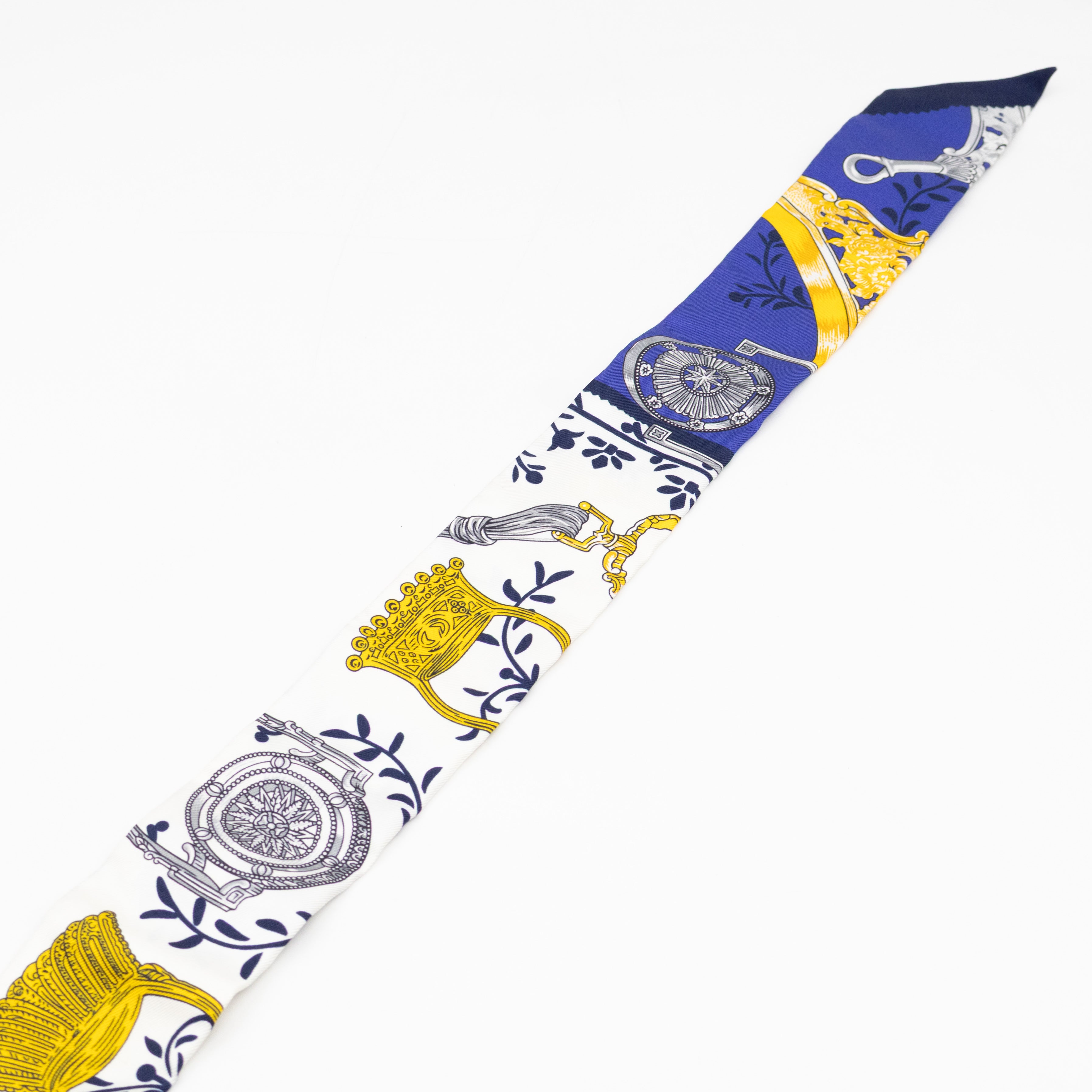 Twilly Silk Scarf Etriers Remix Armor Blue
