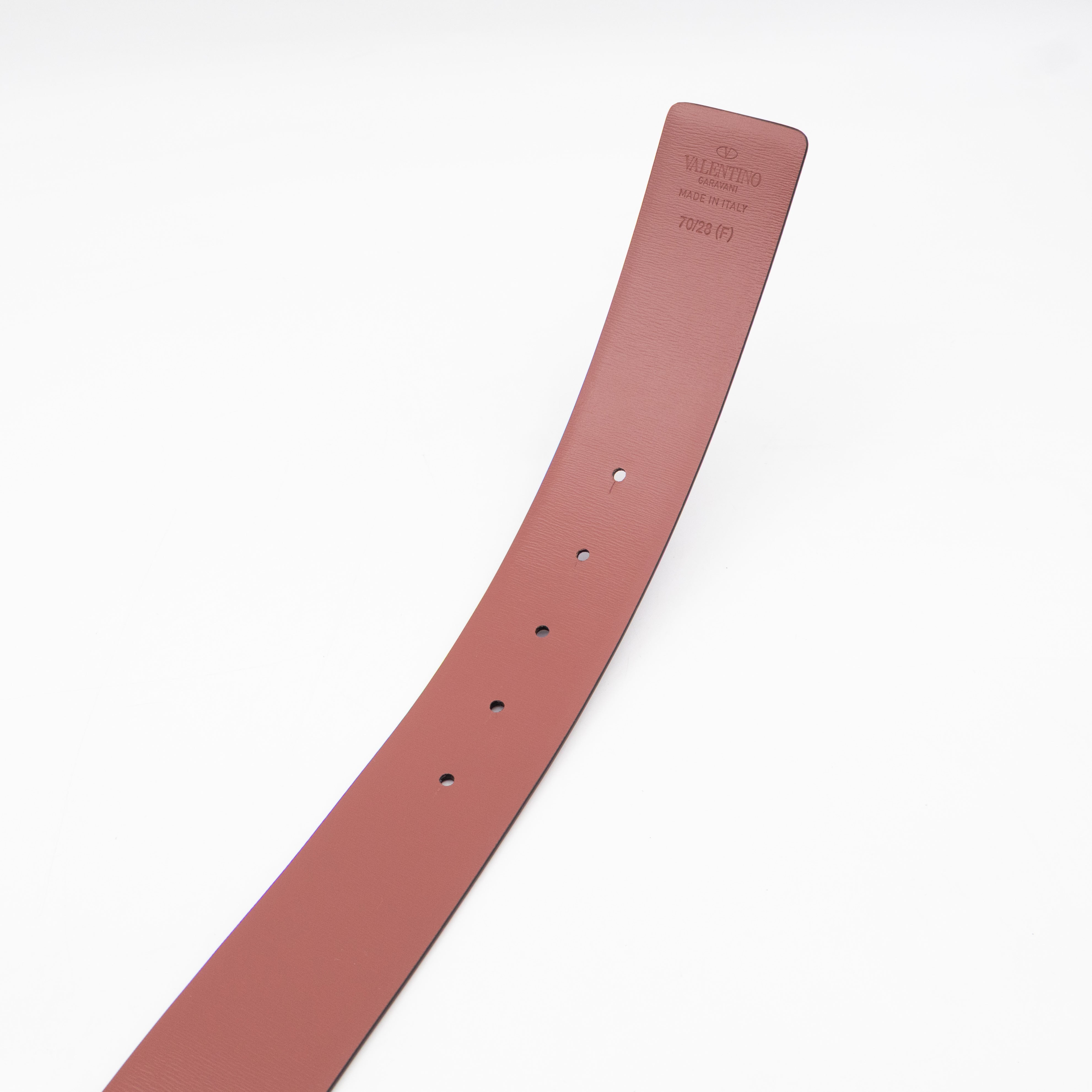 One Stud Reversible Purple and Mauve Leather Belt 70 cm
