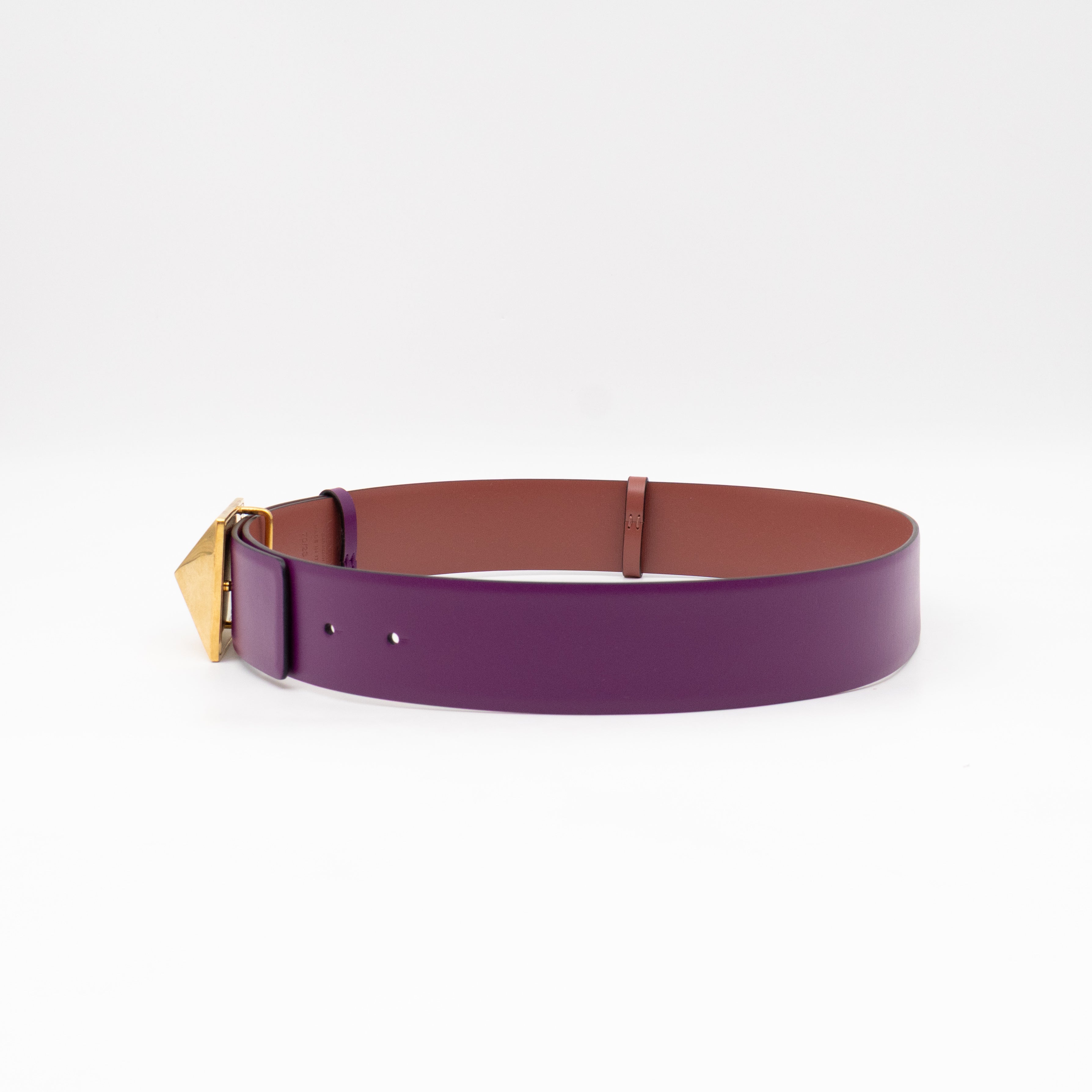 One Stud Reversible Purple and Mauve Leather Belt 70 cm
