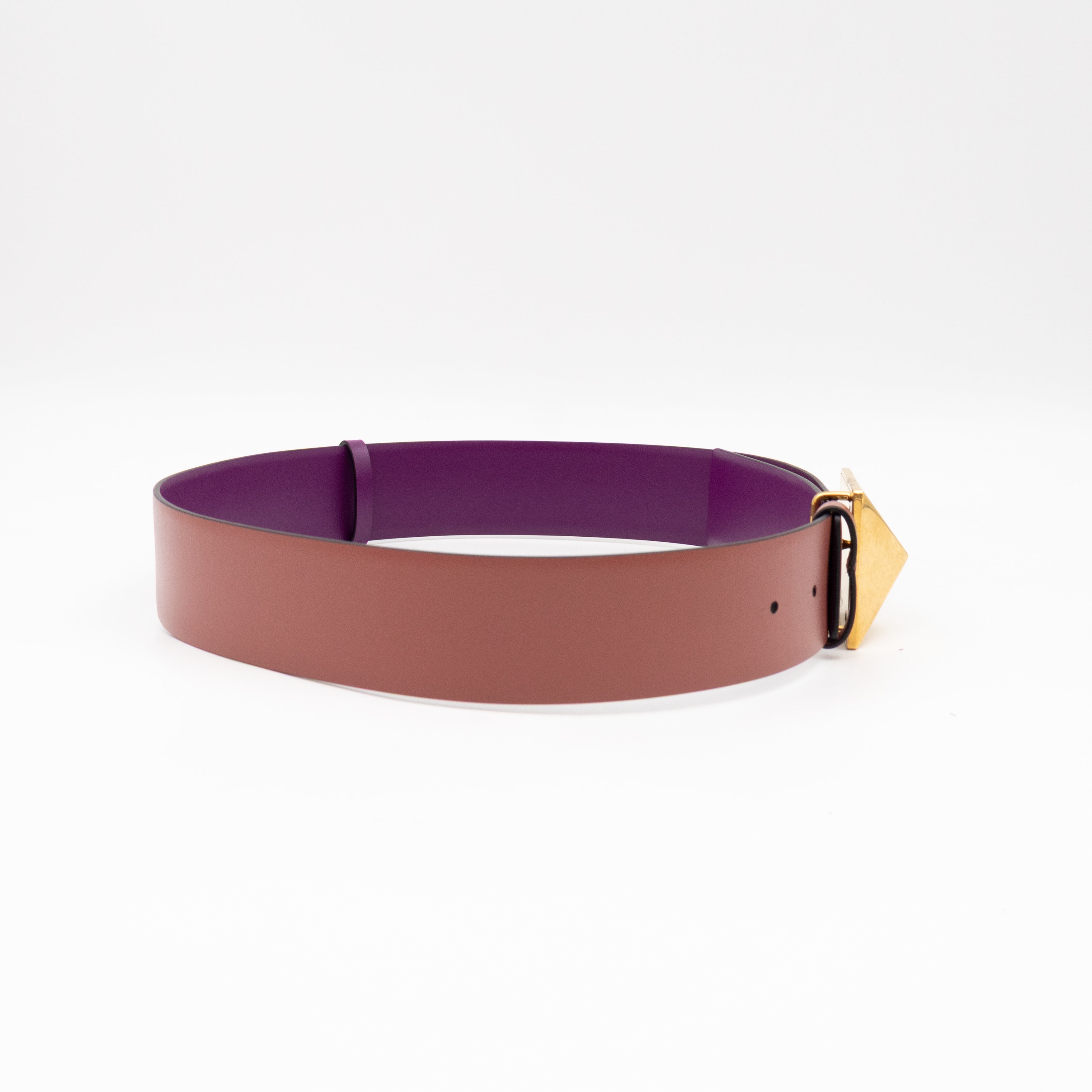 One Stud Reversible Purple and Mauve Leather Belt 70 cm