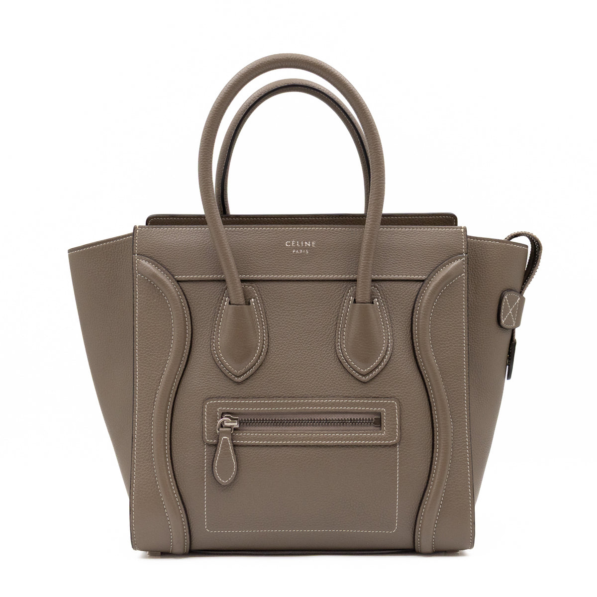 Micro Luggage Grey Leather