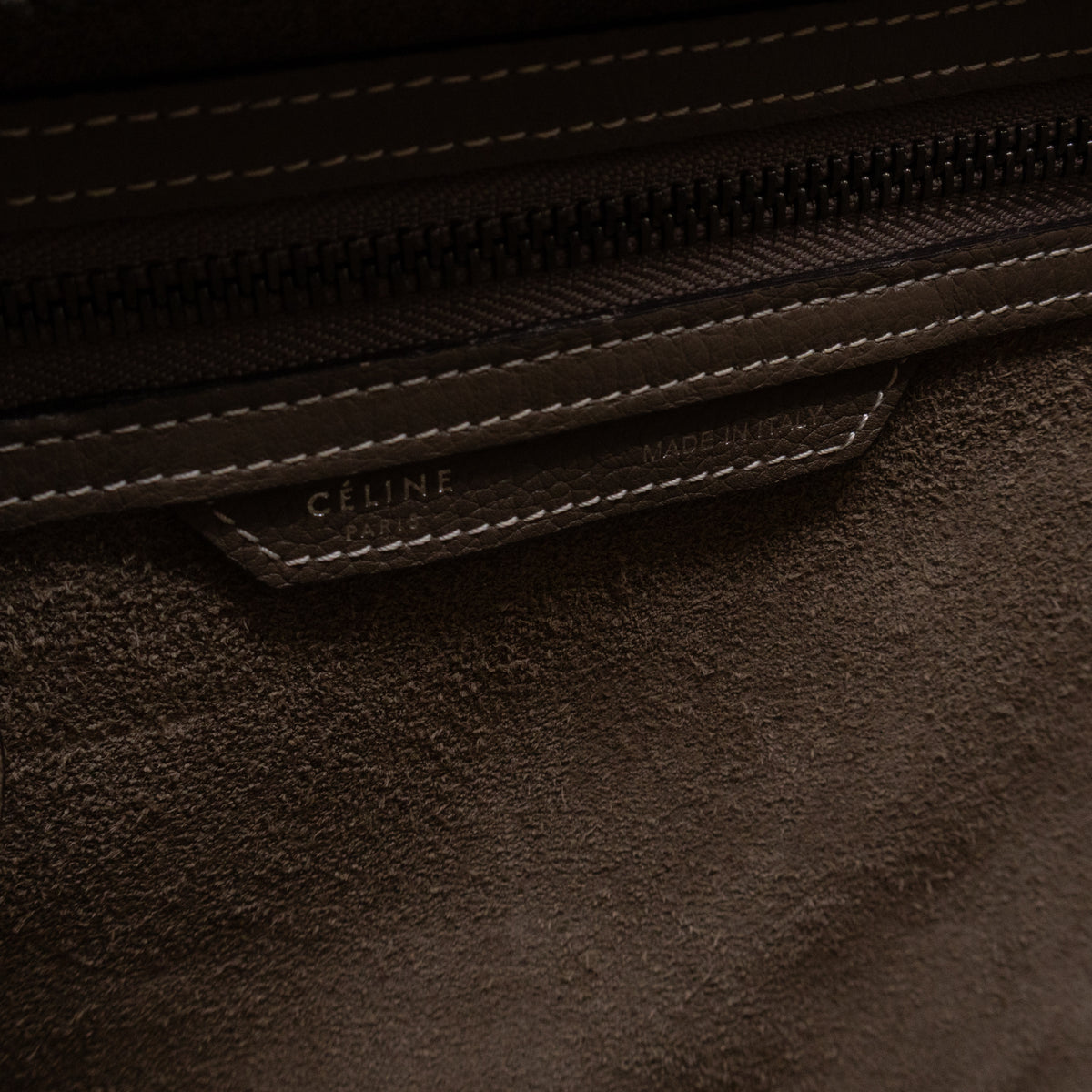Micro Luggage Grey Leather