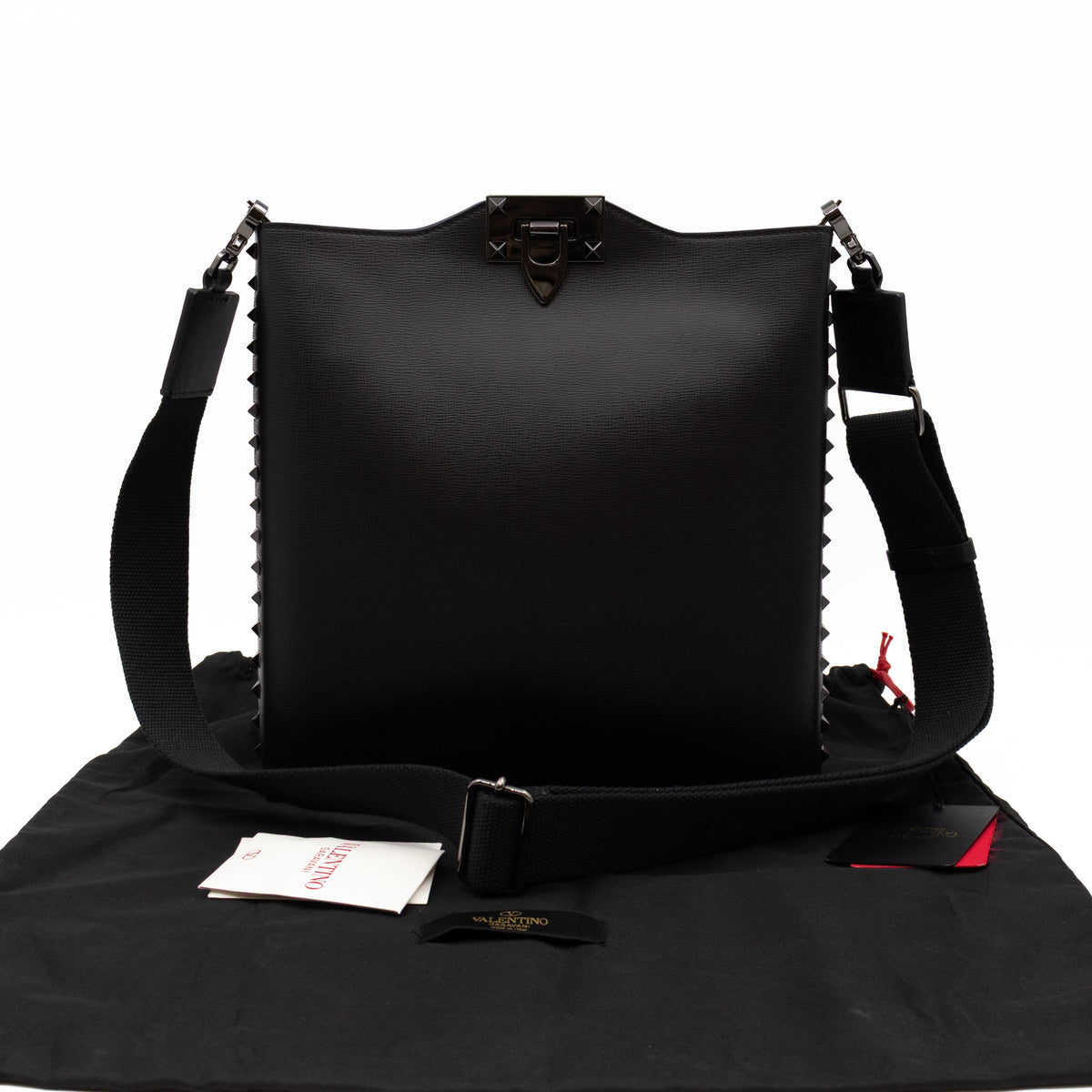 Rockstud Crossbody Bag Black Leather