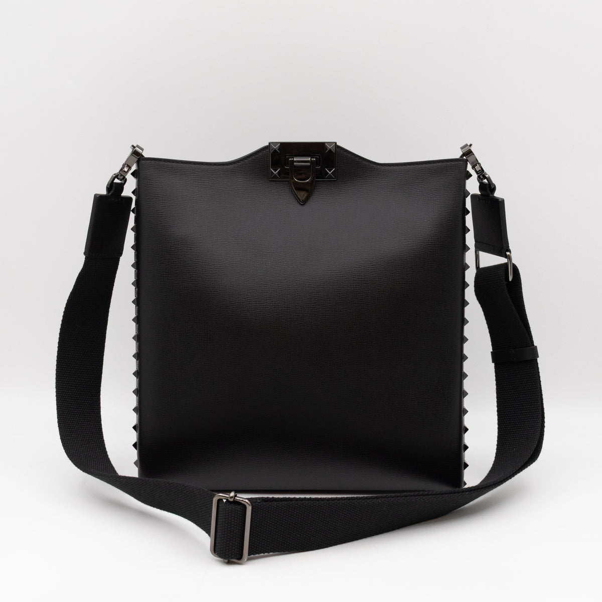 Rockstud Crossbody Bag Black Leather