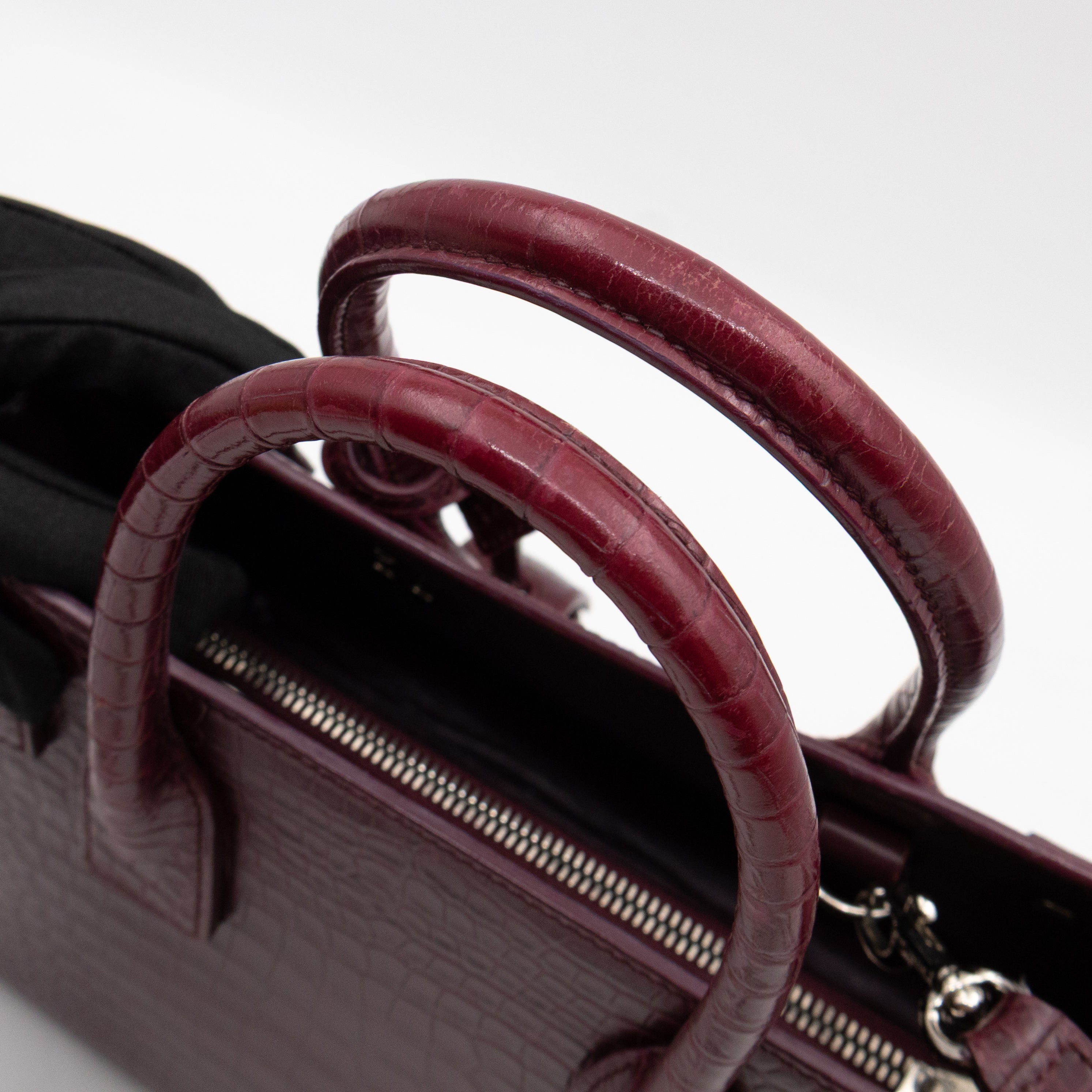 Sac de Jour Baby Burgundy Croc Embossed Leather