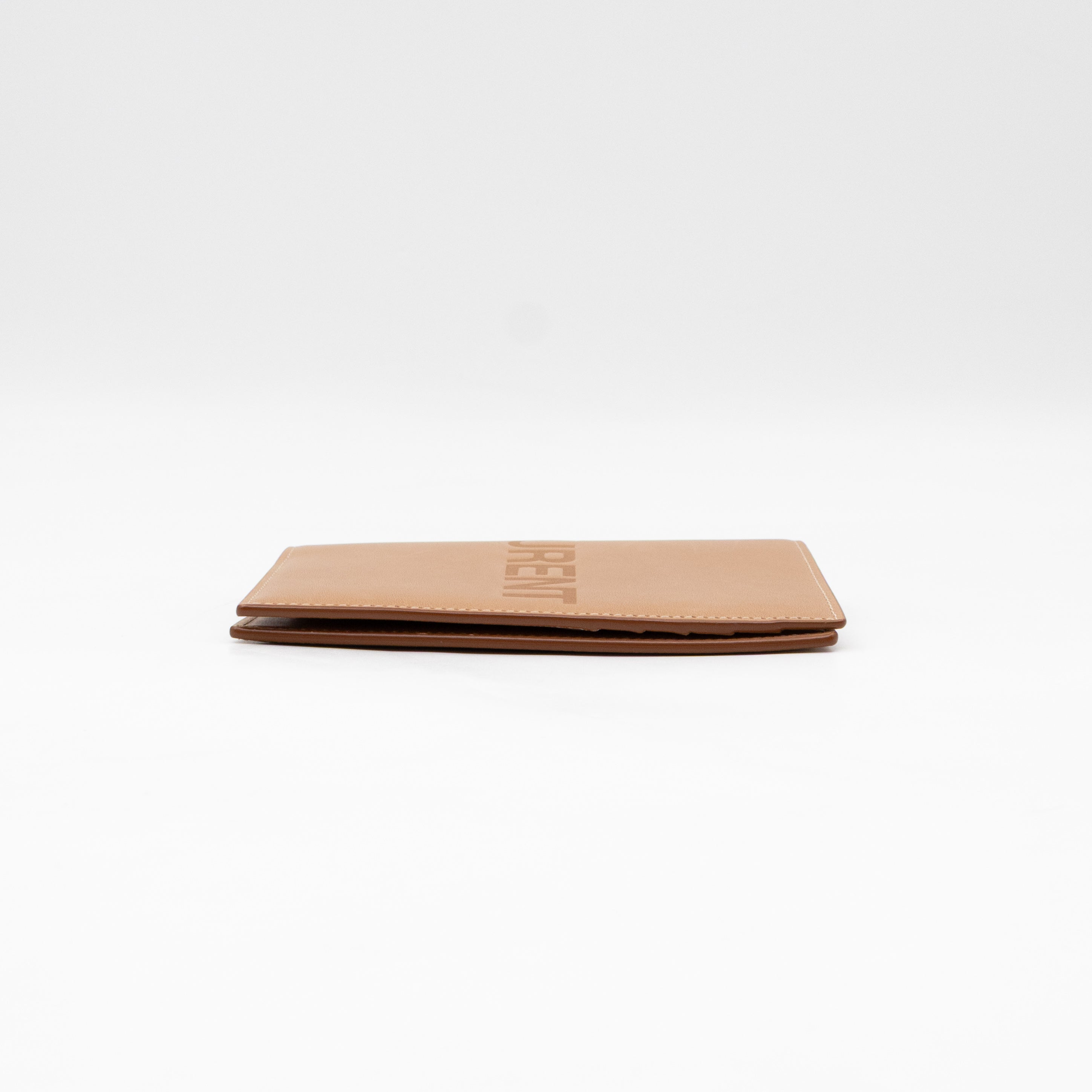 Logo Passport Cover Beige Leather