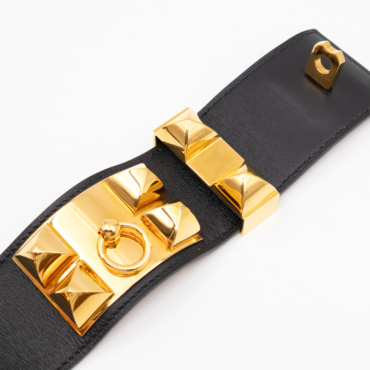 Collier de Chien Bracelet Gold & Black Leather