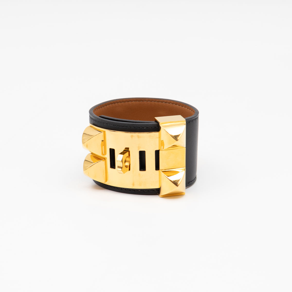 Collier de Chien Bracelet Gold & Black Leather