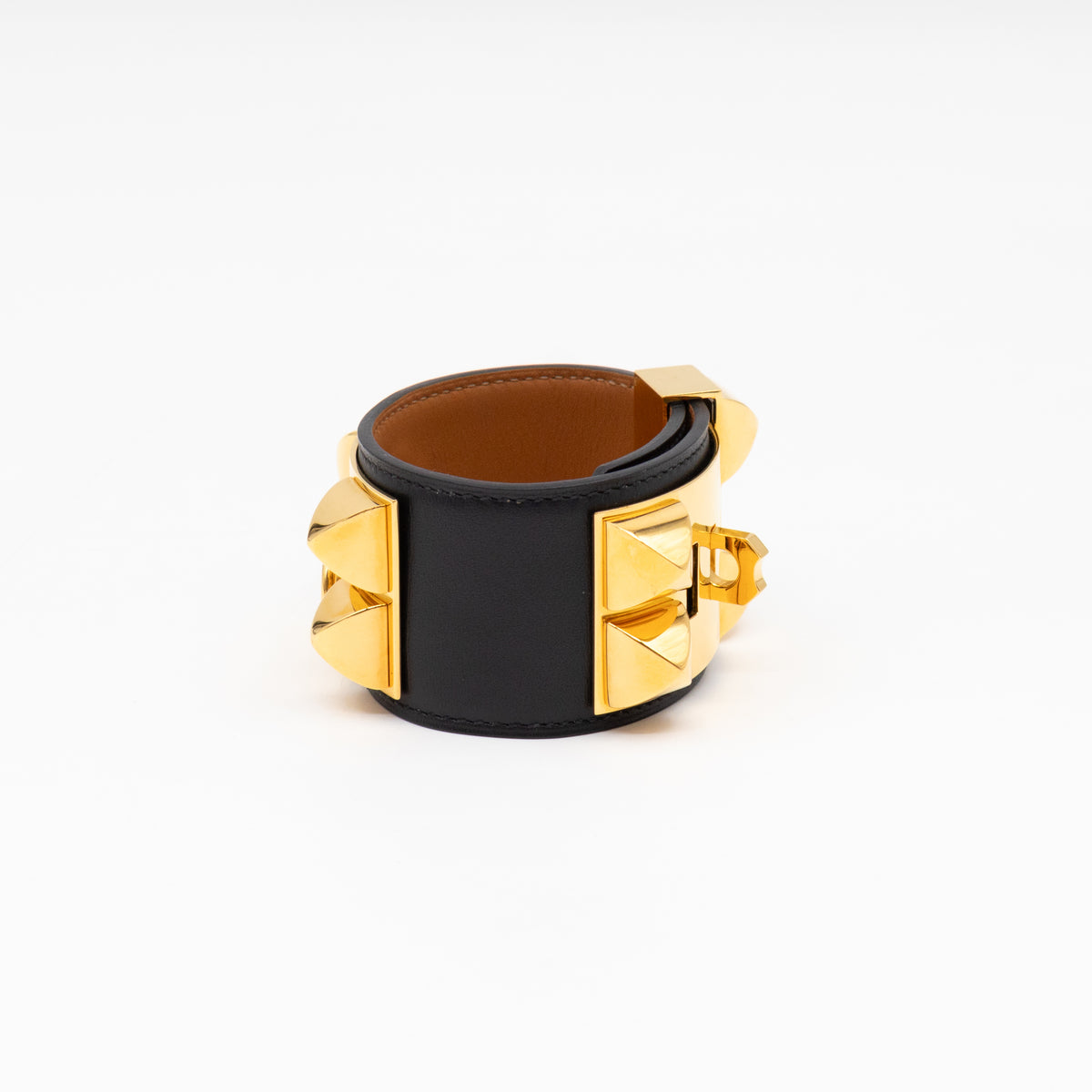 Collier de Chien Bracelet Gold & Black Leather