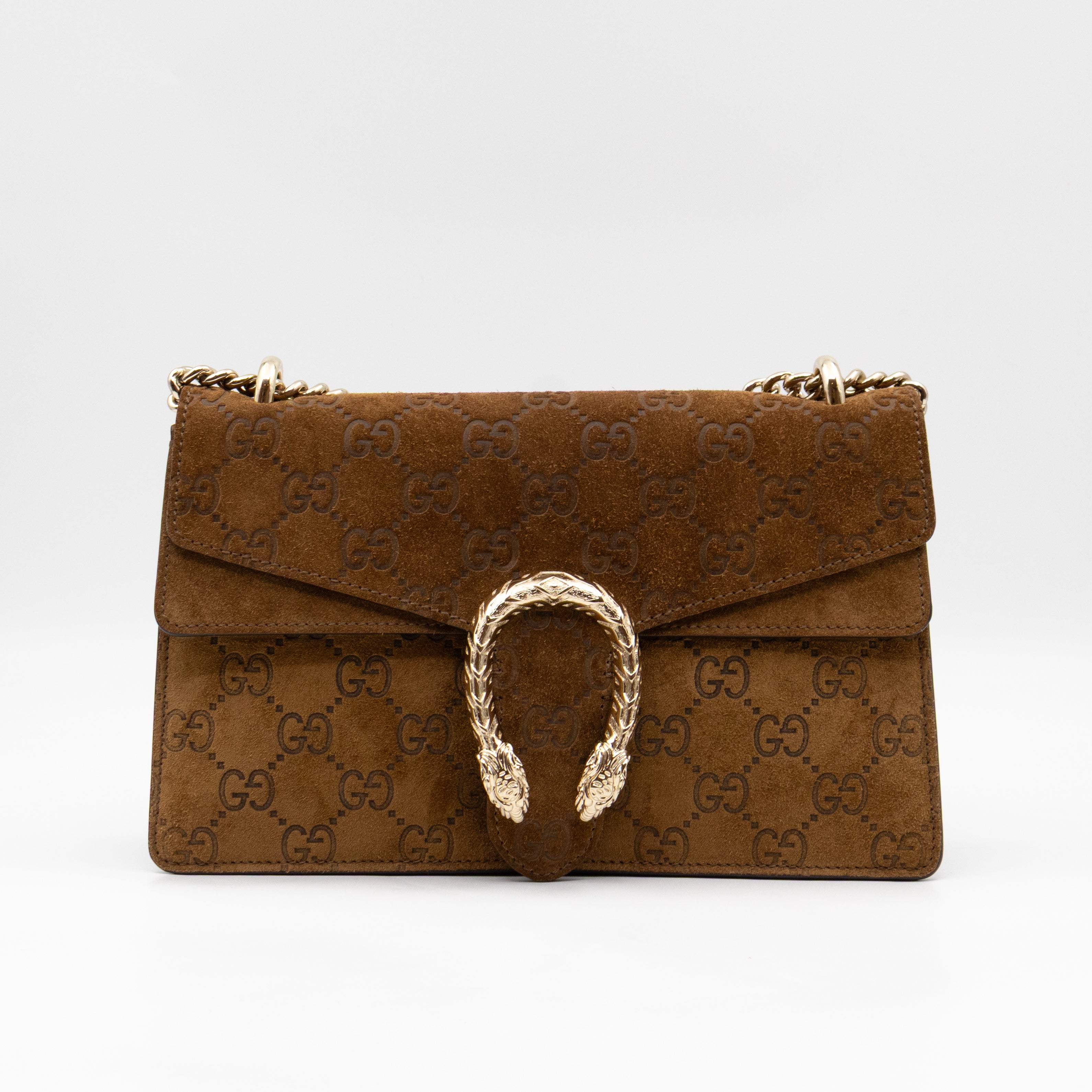 Dionysus Small GG Brown Suede Leather