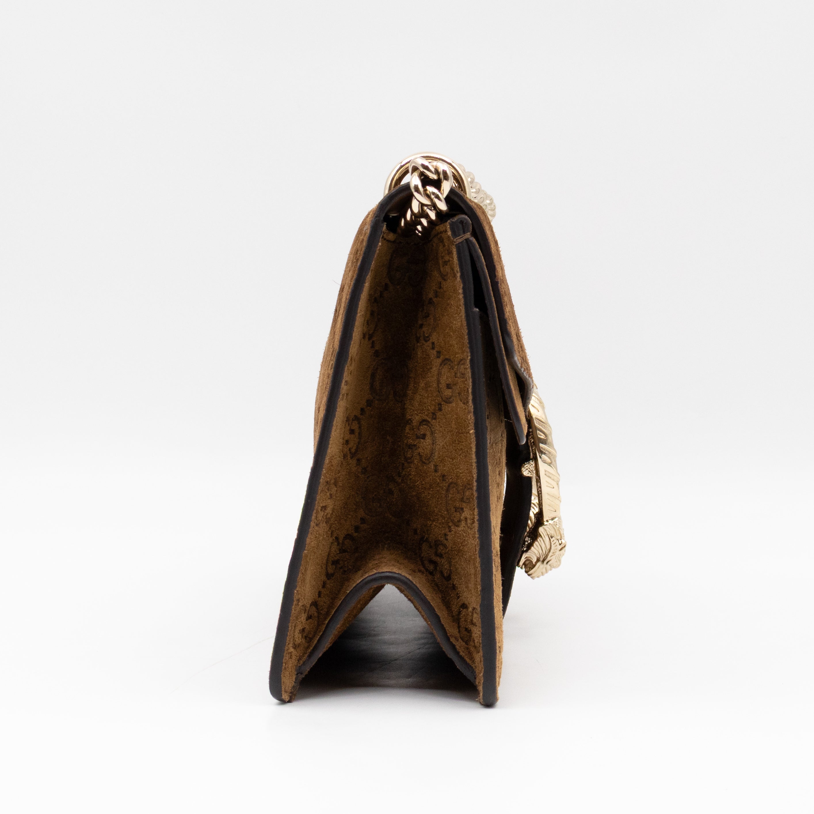 Dionysus Small GG Brown Suede Leather