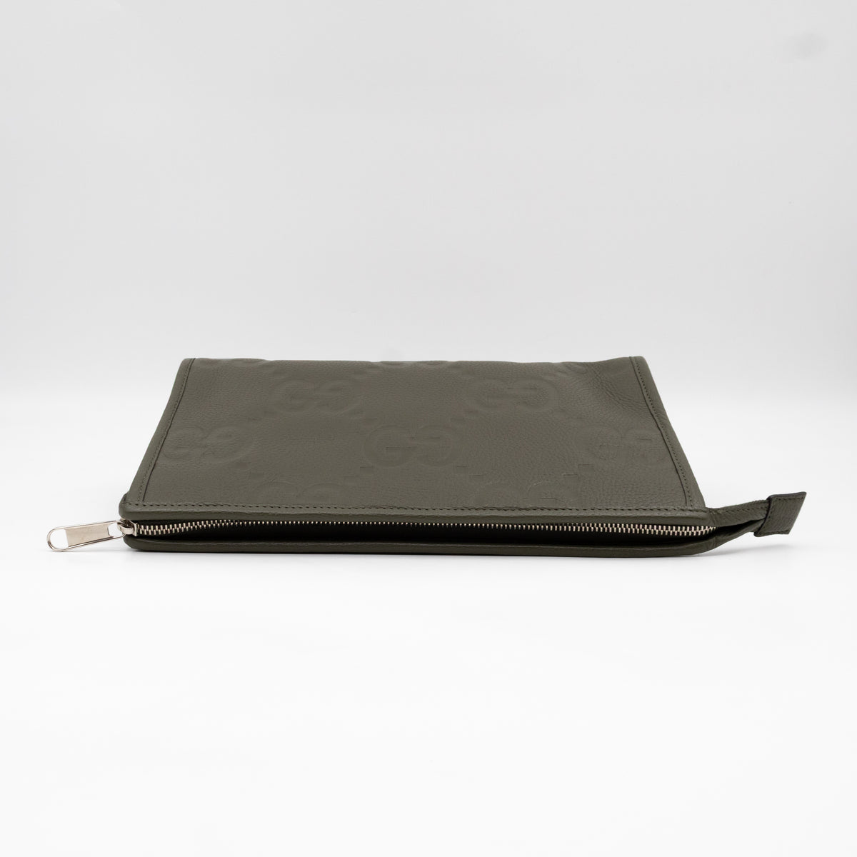 Jumbo GG Pouch Green Leather