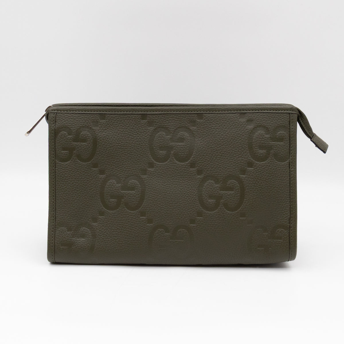 Jumbo GG Pouch Green Leather