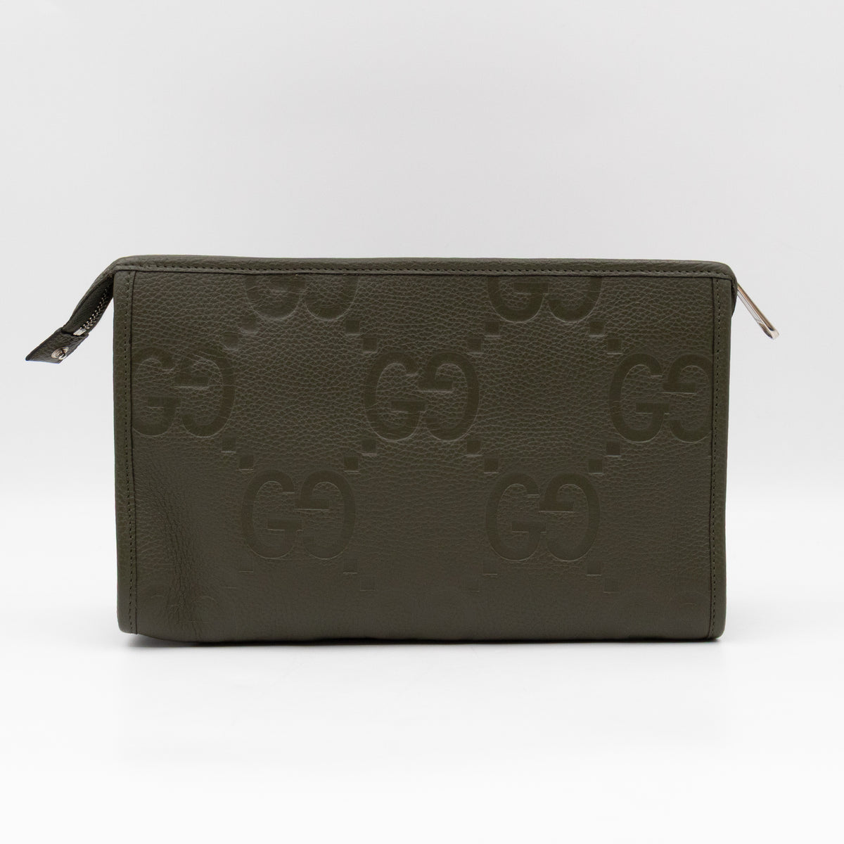Jumbo GG Pouch Green Leather