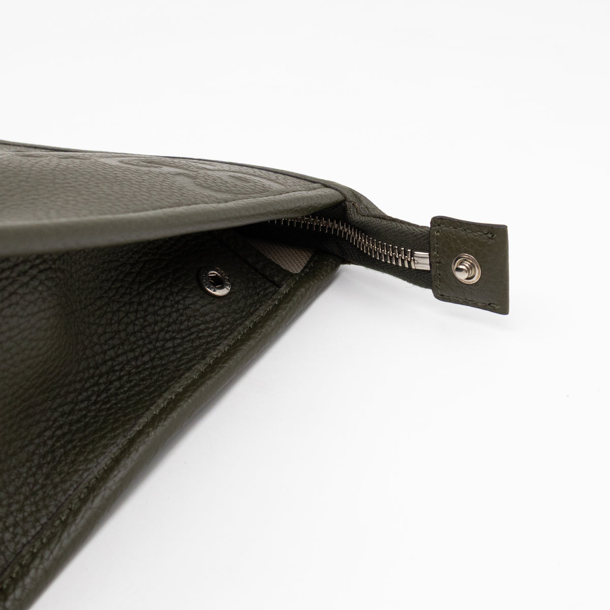 Jumbo GG Pouch Green Leather