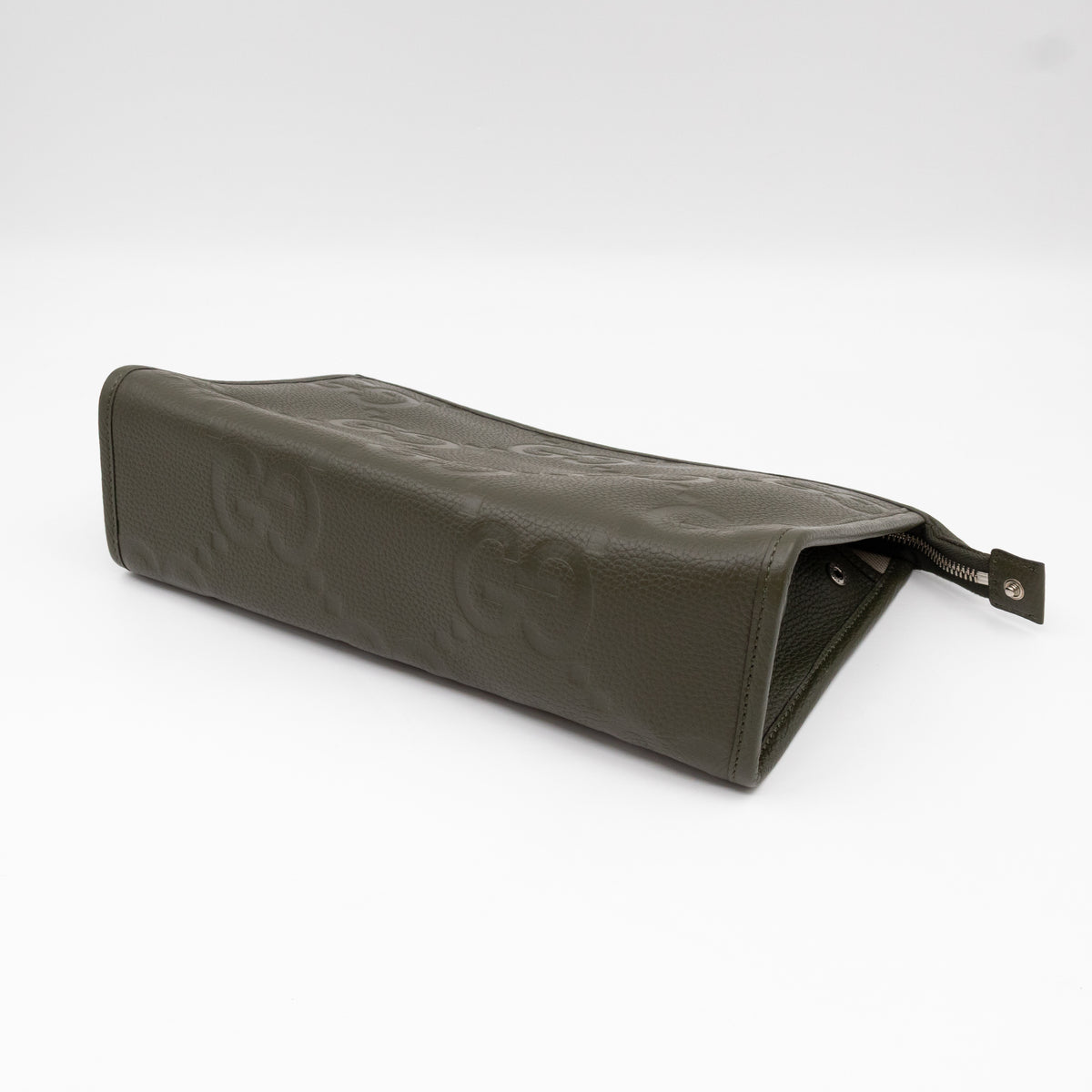 Jumbo GG Pouch Green Leather