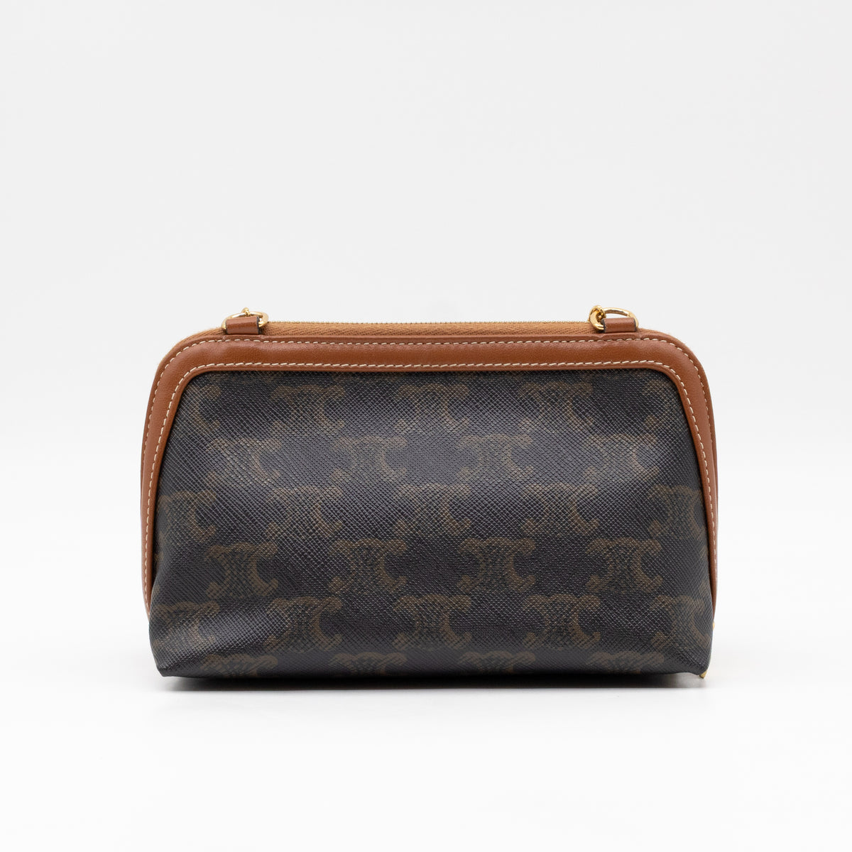 Clutch on Chain Triomphe Canvas Brown