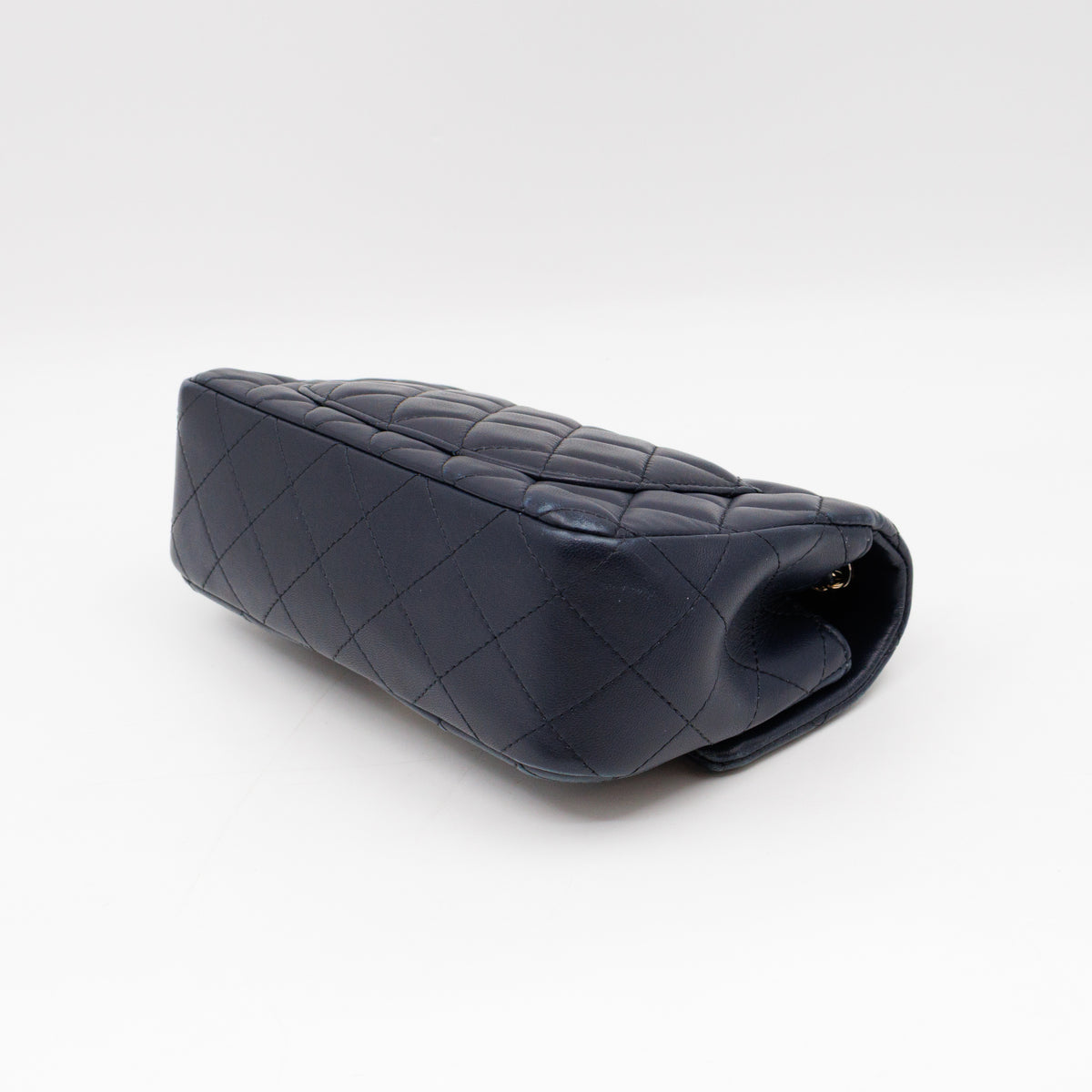 Classic Single Flap Mini Rectangular Navy Lambskin Leather