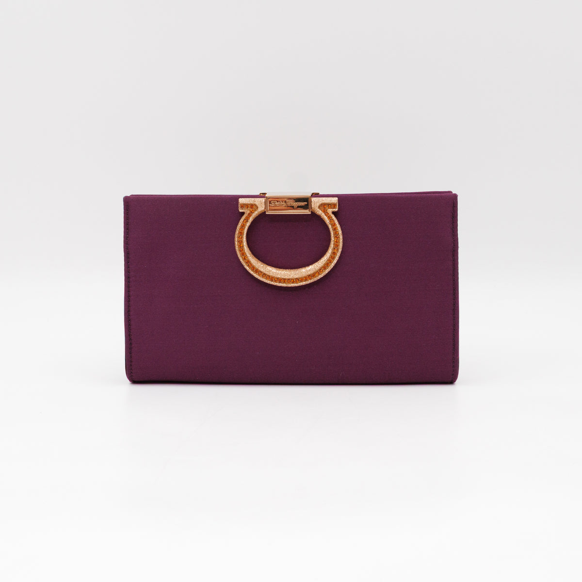 Musa Gancini Clutch with Chain Amethyst Satin