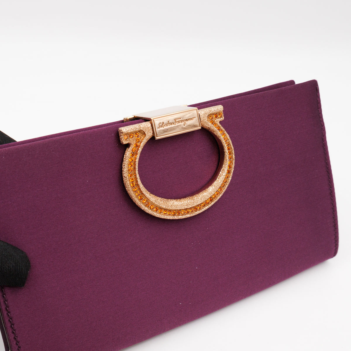Musa Gancini Clutch with Chain Amethyst Satin
