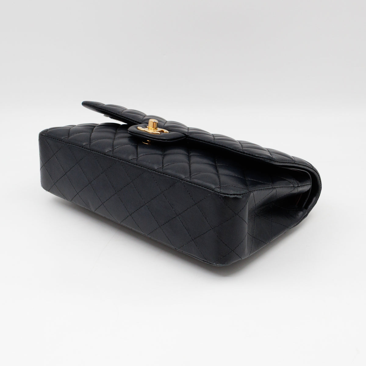 Classic Double Flap Bag Medium Black Lambskin Leather Gold