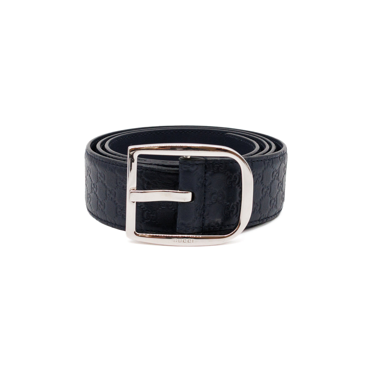 Guccissima Leather Belt Navy Blue 100 cm