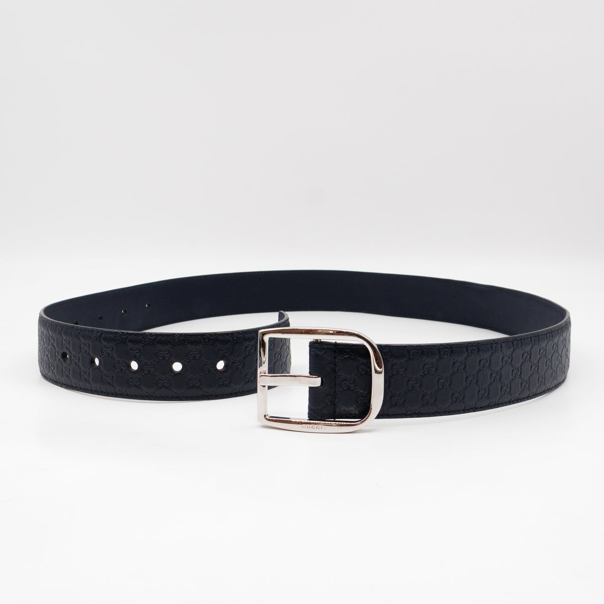 Guccissima Leather Belt Navy Blue 100 cm