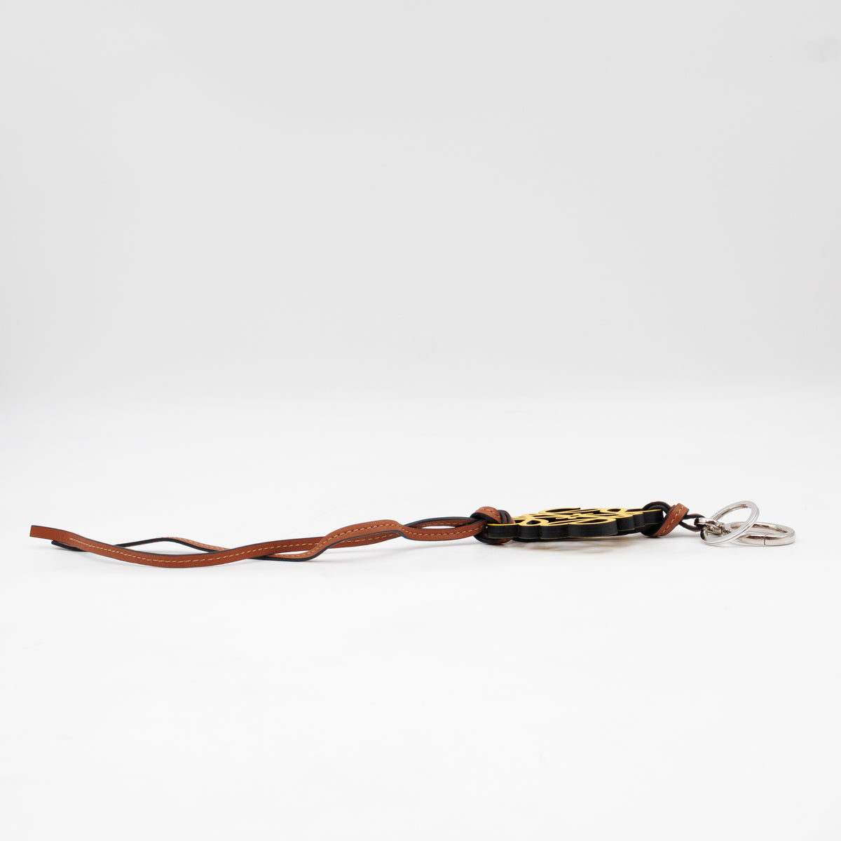 Anagram Bag Charm Key Holder Yellow Calfskin