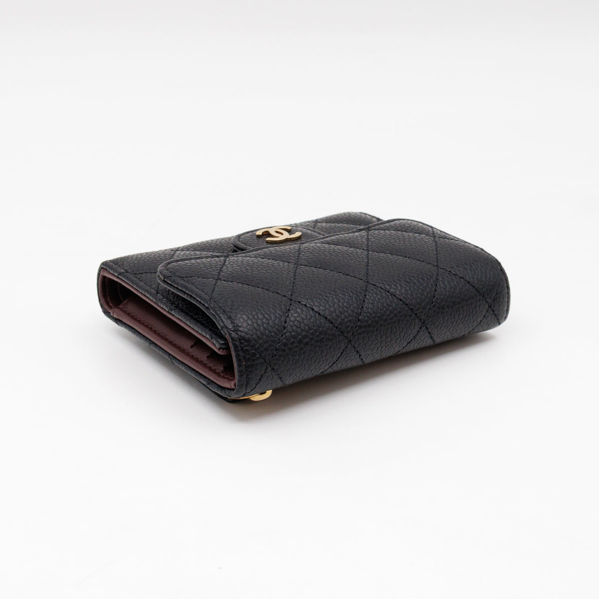 Small Classic Flap Wallet Black Caviar Gold