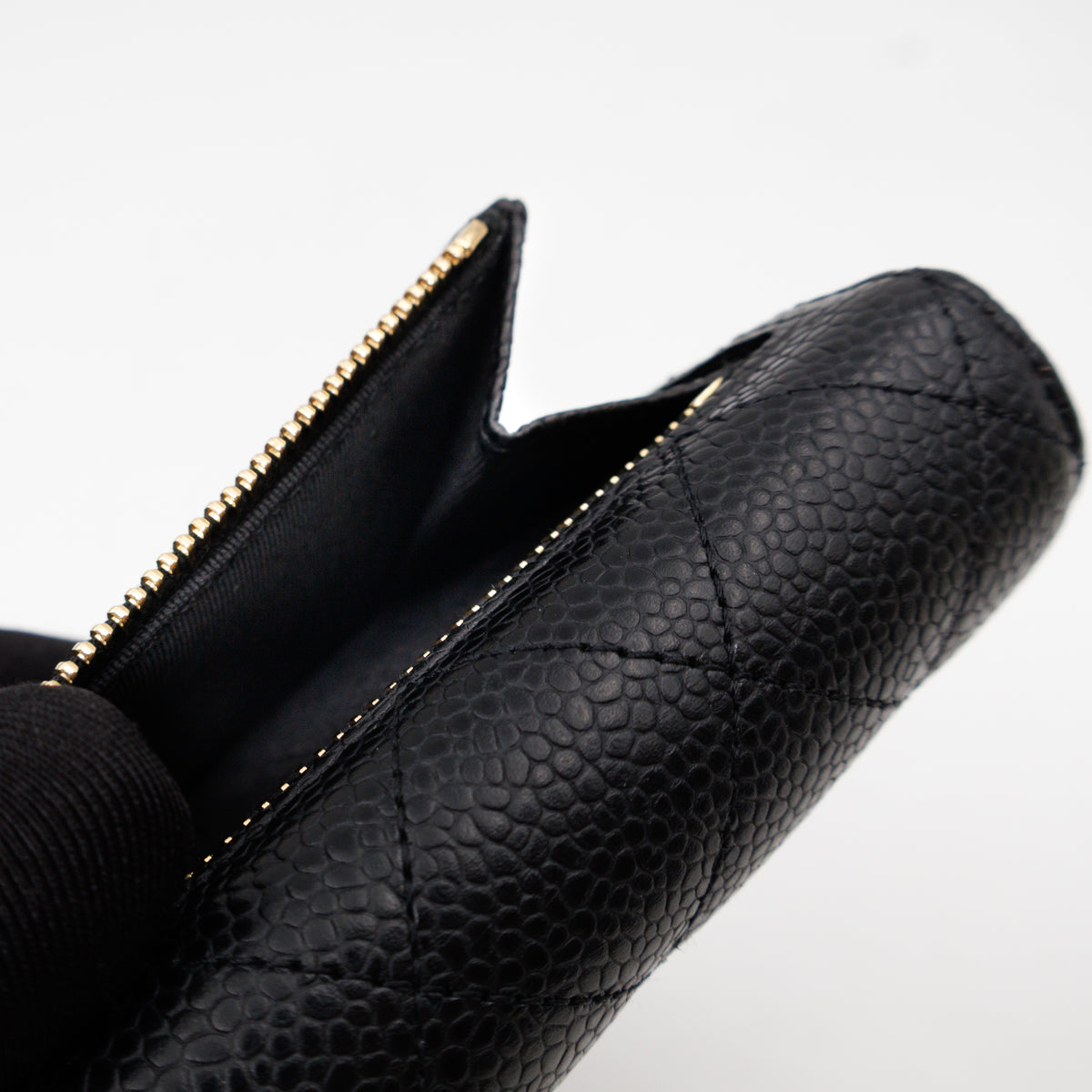 Small Classic Flap Wallet Black Caviar Gold