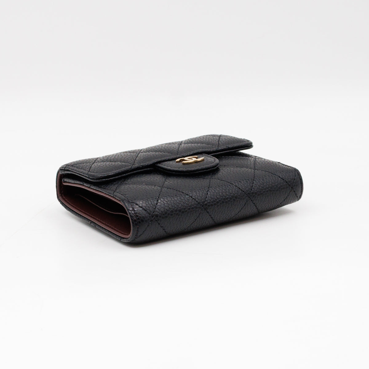 Small Classic Flap Wallet Black Caviar Gold