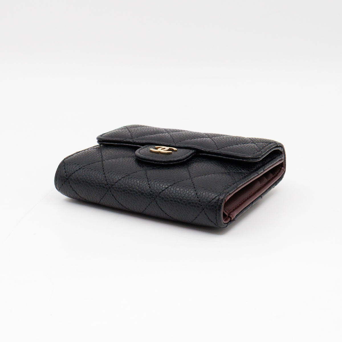 Small Classic Flap Wallet Black Caviar Gold