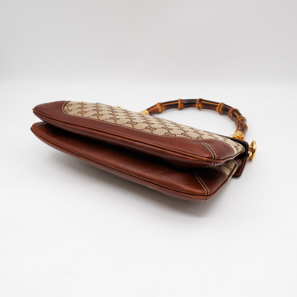 Peggy Bamboo Handle Shoulder Bag GG Canvas Brown