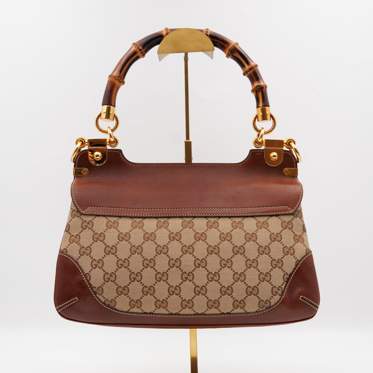 Peggy Bamboo Handle Shoulder Bag GG Canvas Brown