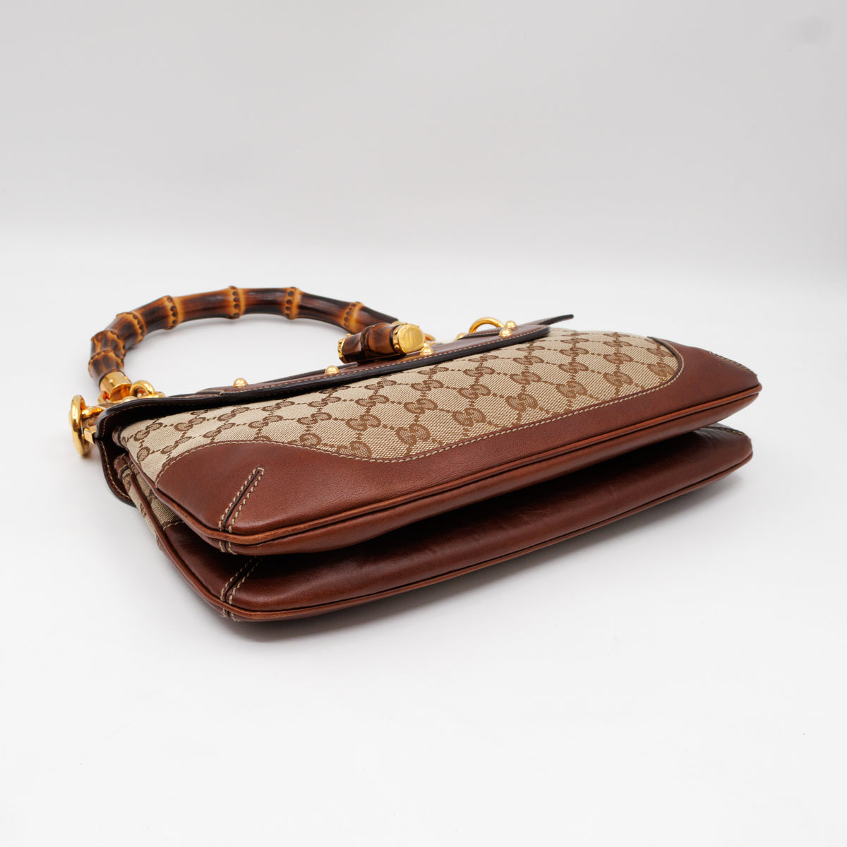 Peggy Bamboo Handle Shoulder Bag GG Canvas Brown