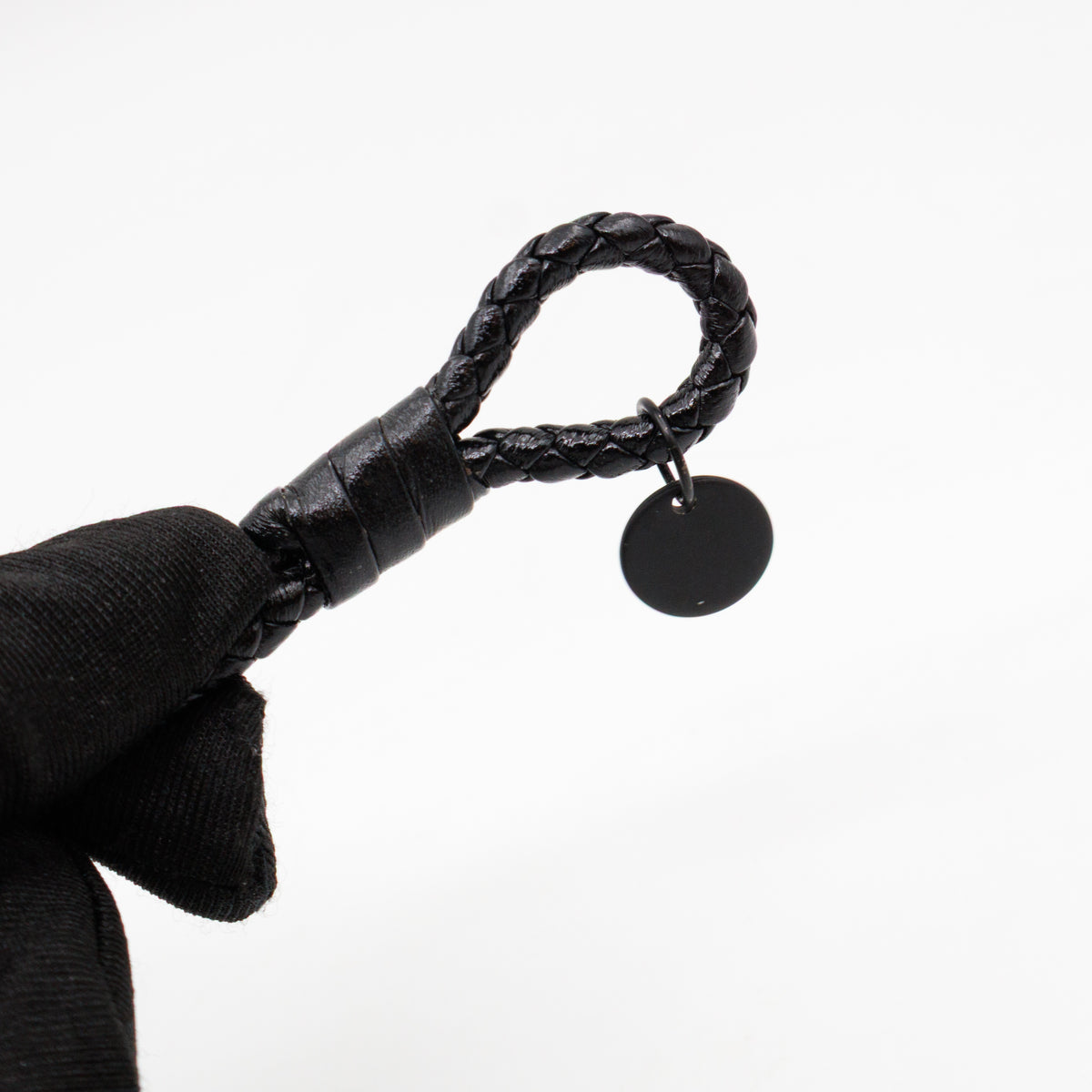 Double Strand Intrecciato Leather Bracelet Black