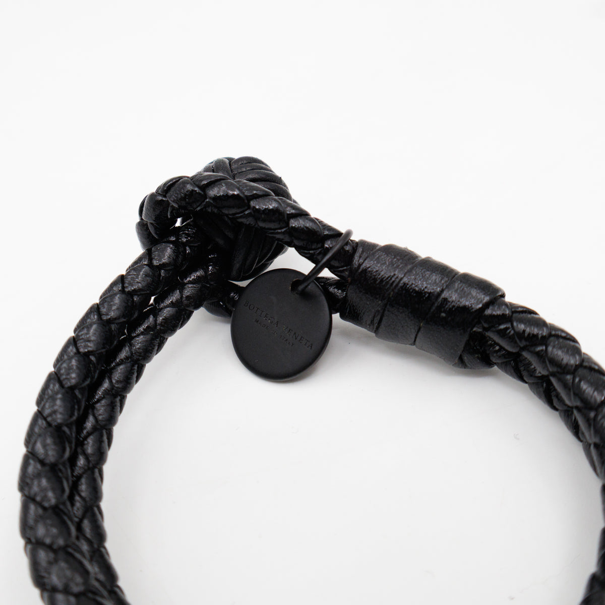 Double Strand Intrecciato Leather Bracelet Black