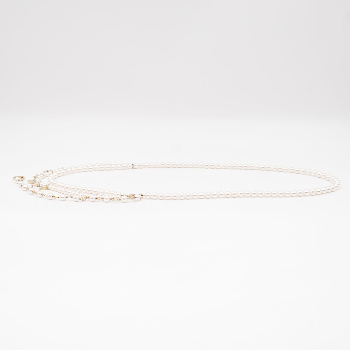 Pearl Waist Necklace With Crystal Letters 90 cm